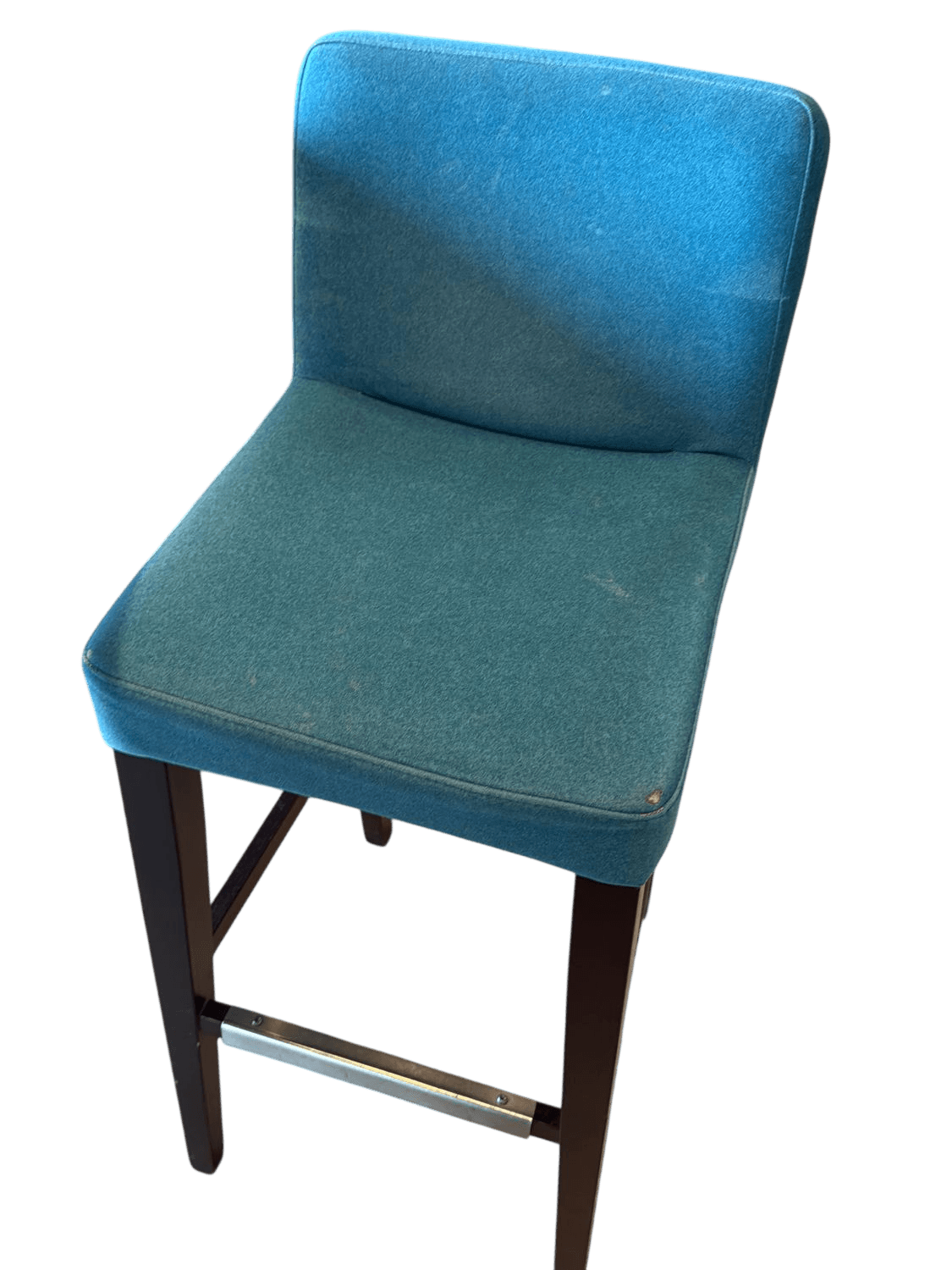 Teal Upholstered Counter Height Chair with Wooden Legs