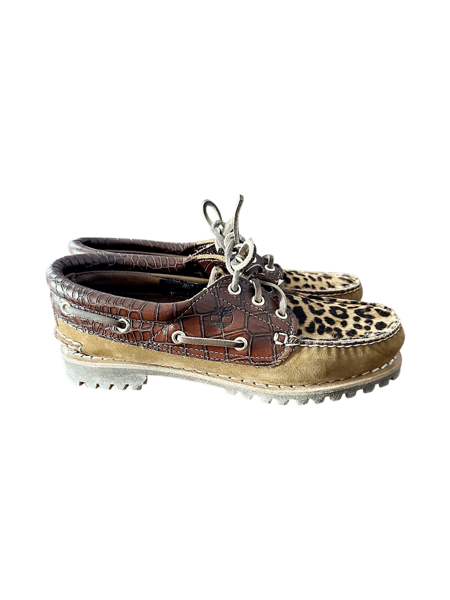 Timberland Leopard Print Boat Shoes - Brown Leather & Animal Print 2