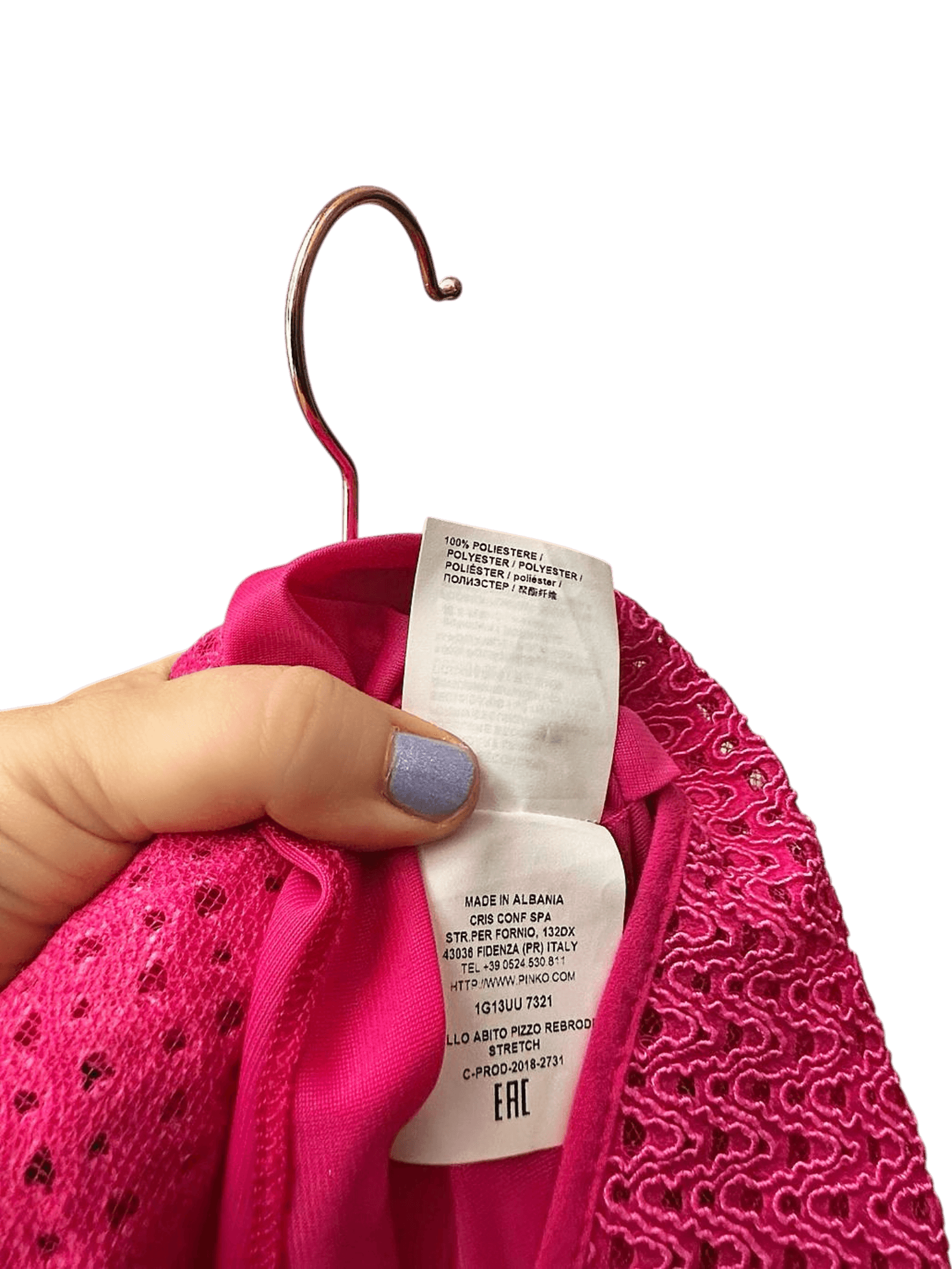 PINKO Pink Polyester Dress - Made in Albania 4