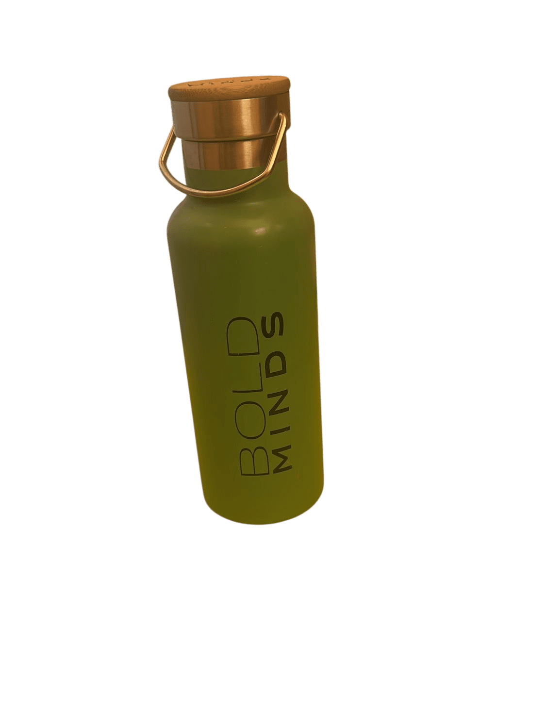Bold Minds Insulated Water Bottle with Wooden Lid - Green