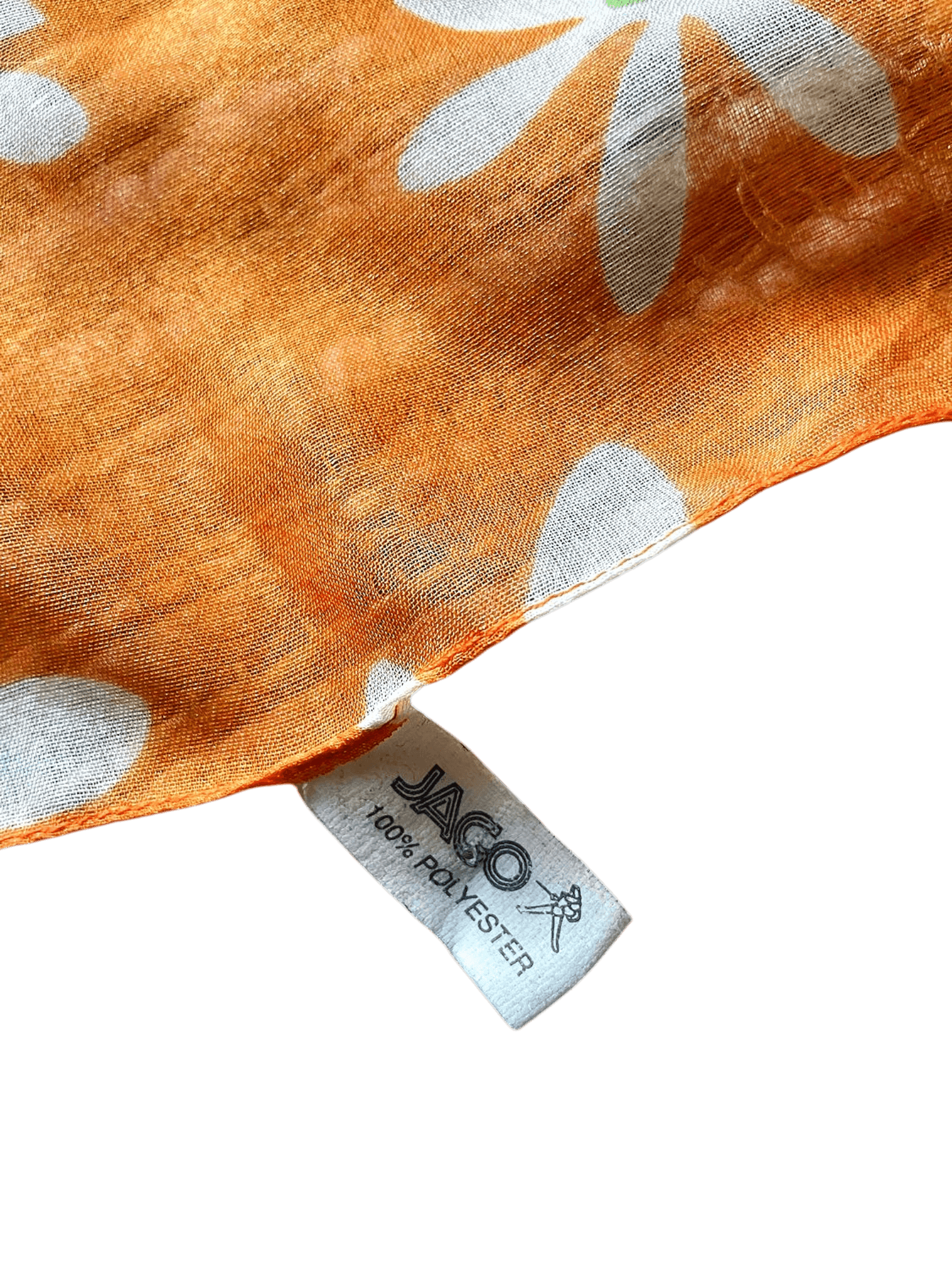Jago Orange Floral Print Scarf - Retro Summer Accessory 5