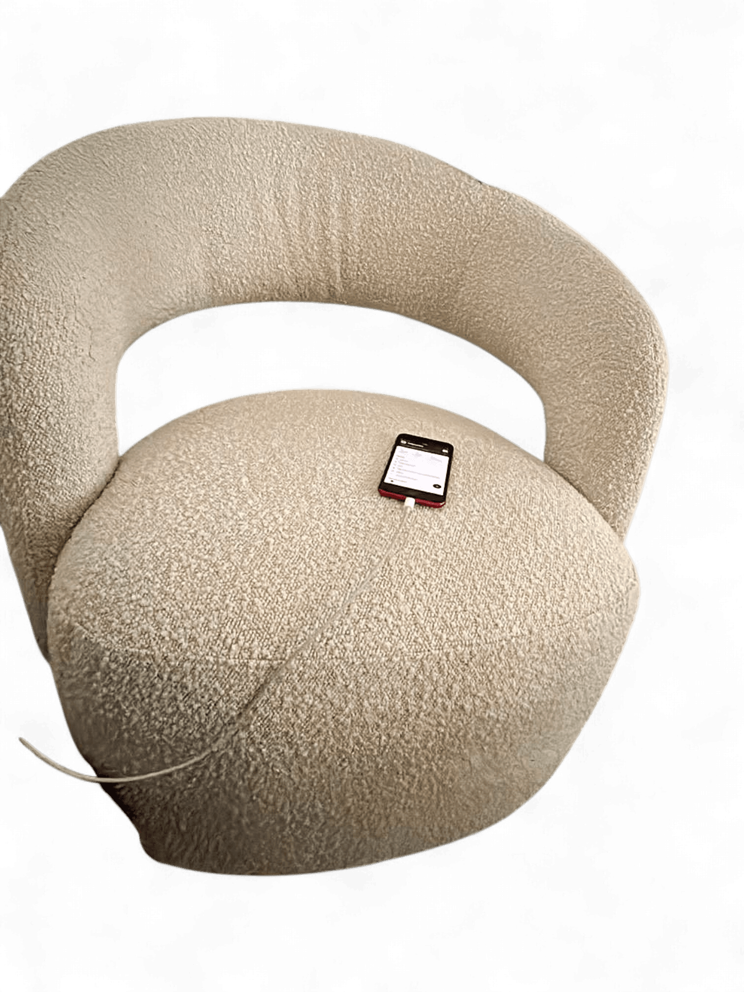 Modern Curved Boucle Accent Chair - Cream/Beige Cozy Lounge Chair 1