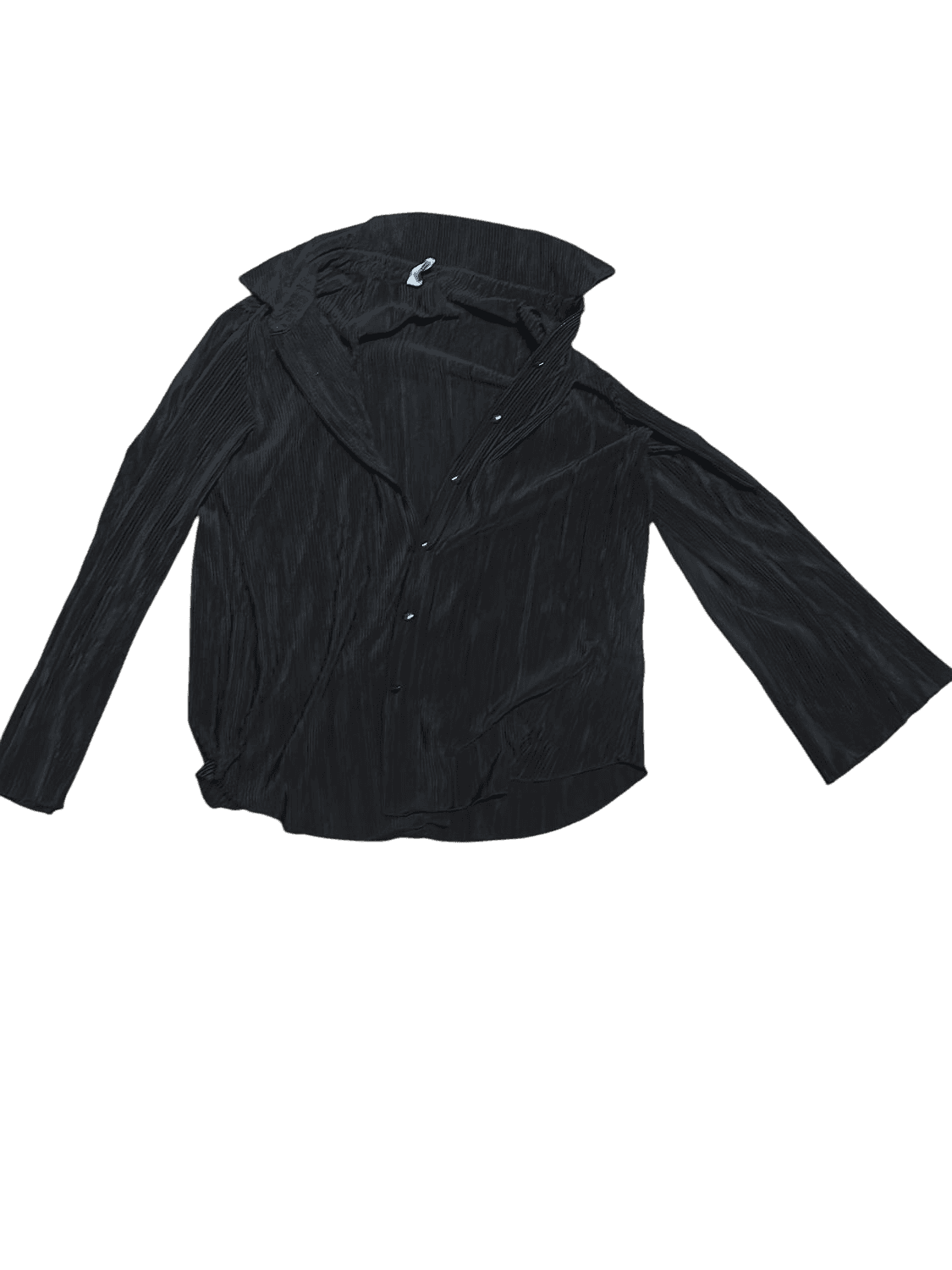 Amisu Black Pleated Button-Down Shirt - Size S 2