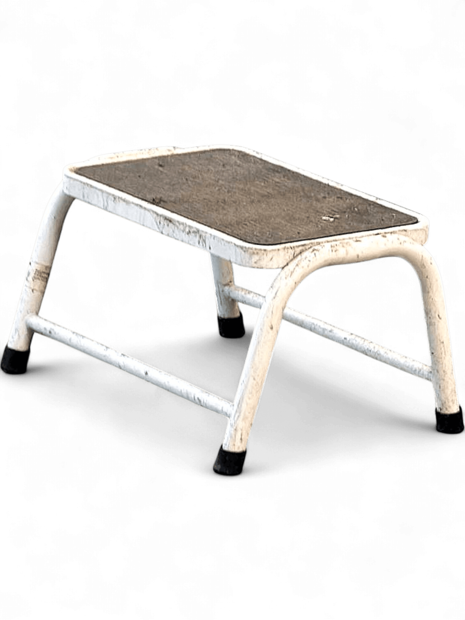 Small Metal Step Stool - White Portable Single Step Footstool 1