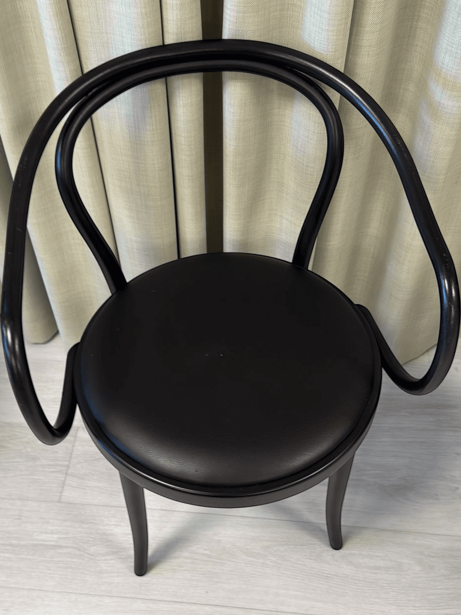 Black Bentwood Dining Chair with Leather Seat 1