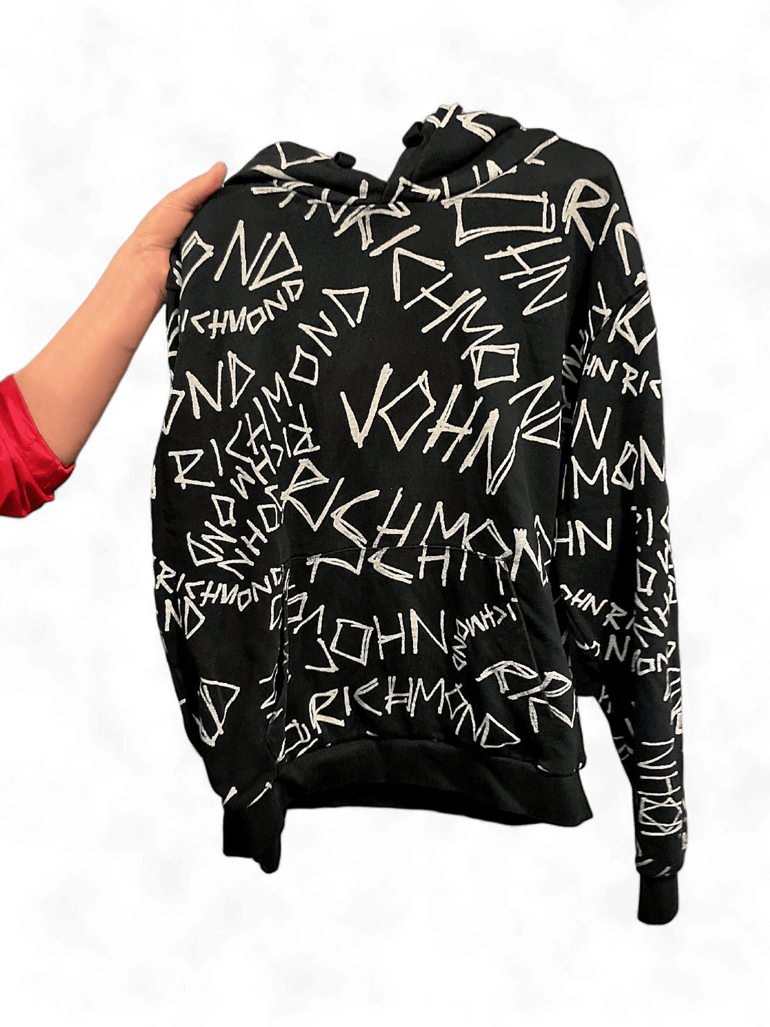 John Richmond Black Hoodie with White Lettering 1