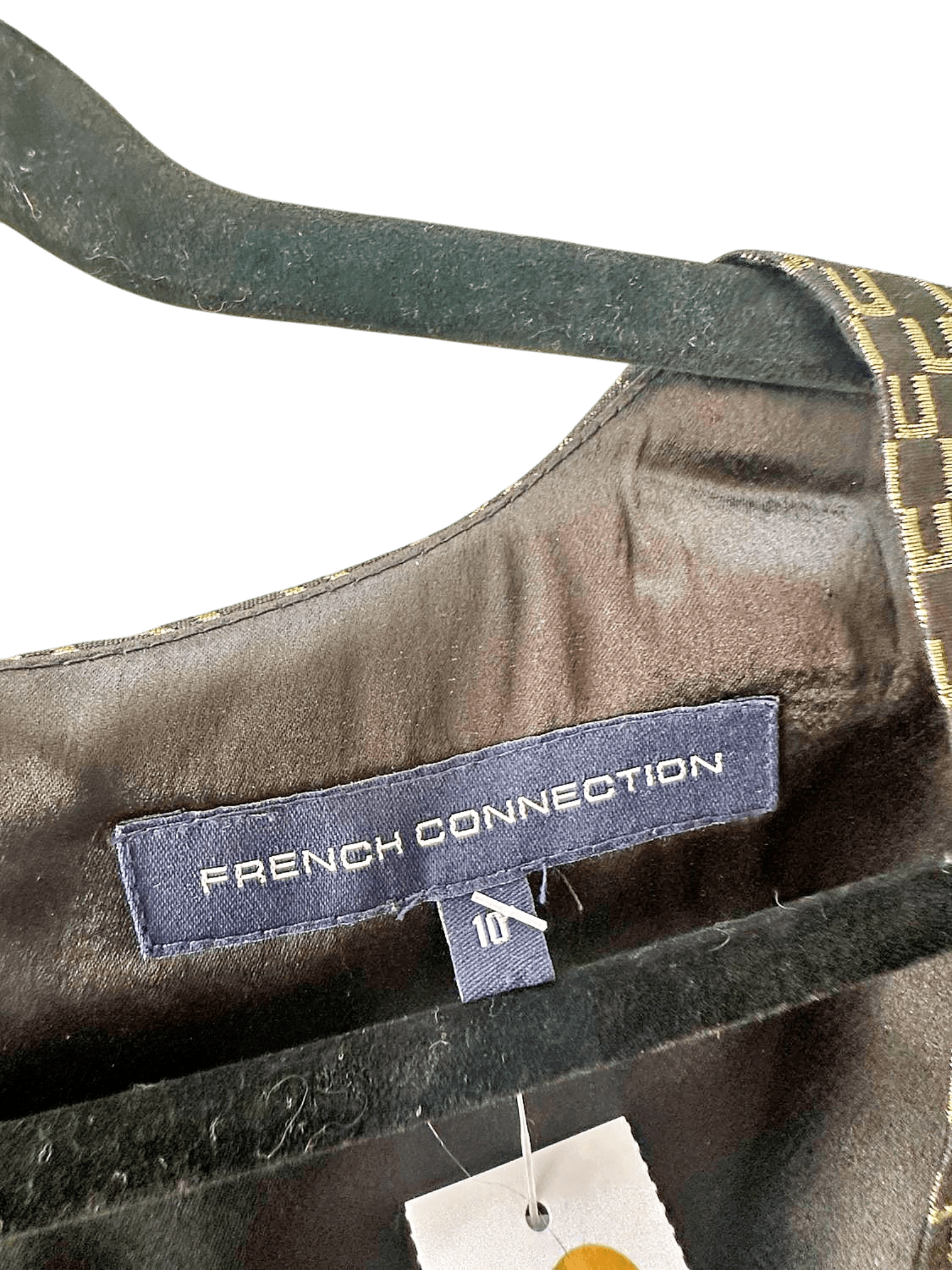 French Connection Black & Gold Pattern Sheath Dress - Size 12 3