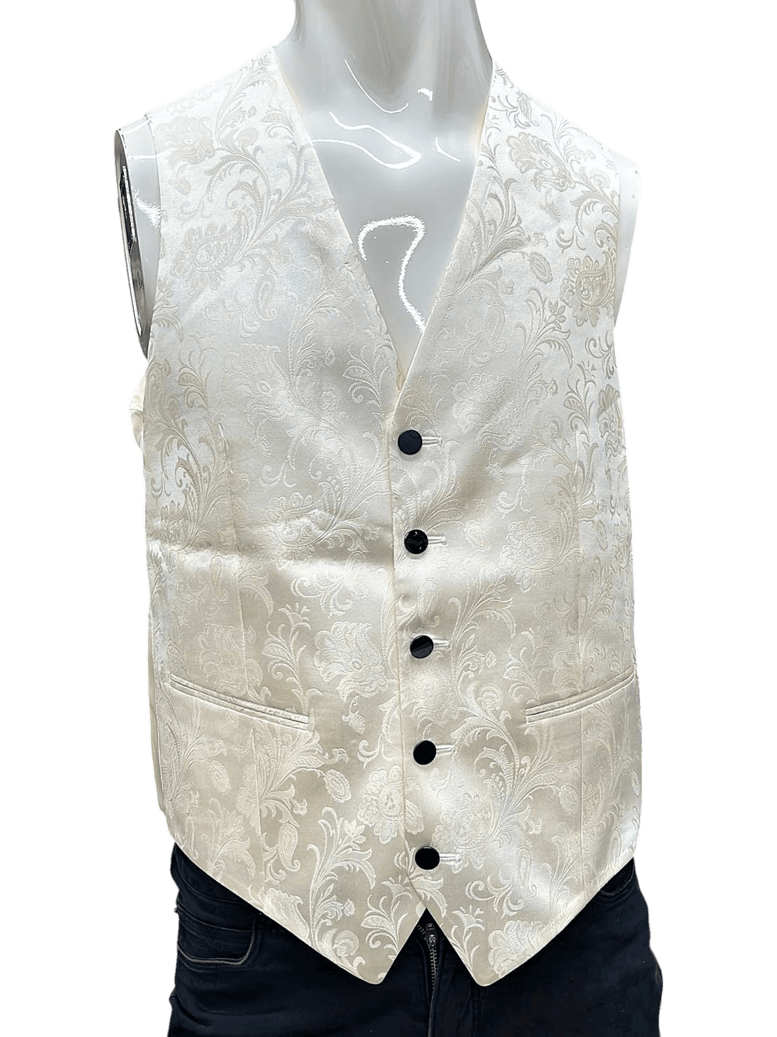 Amadeo Elegante Herren-Weste mit Paisleymuster - Cremeweiß - Größe 48 1