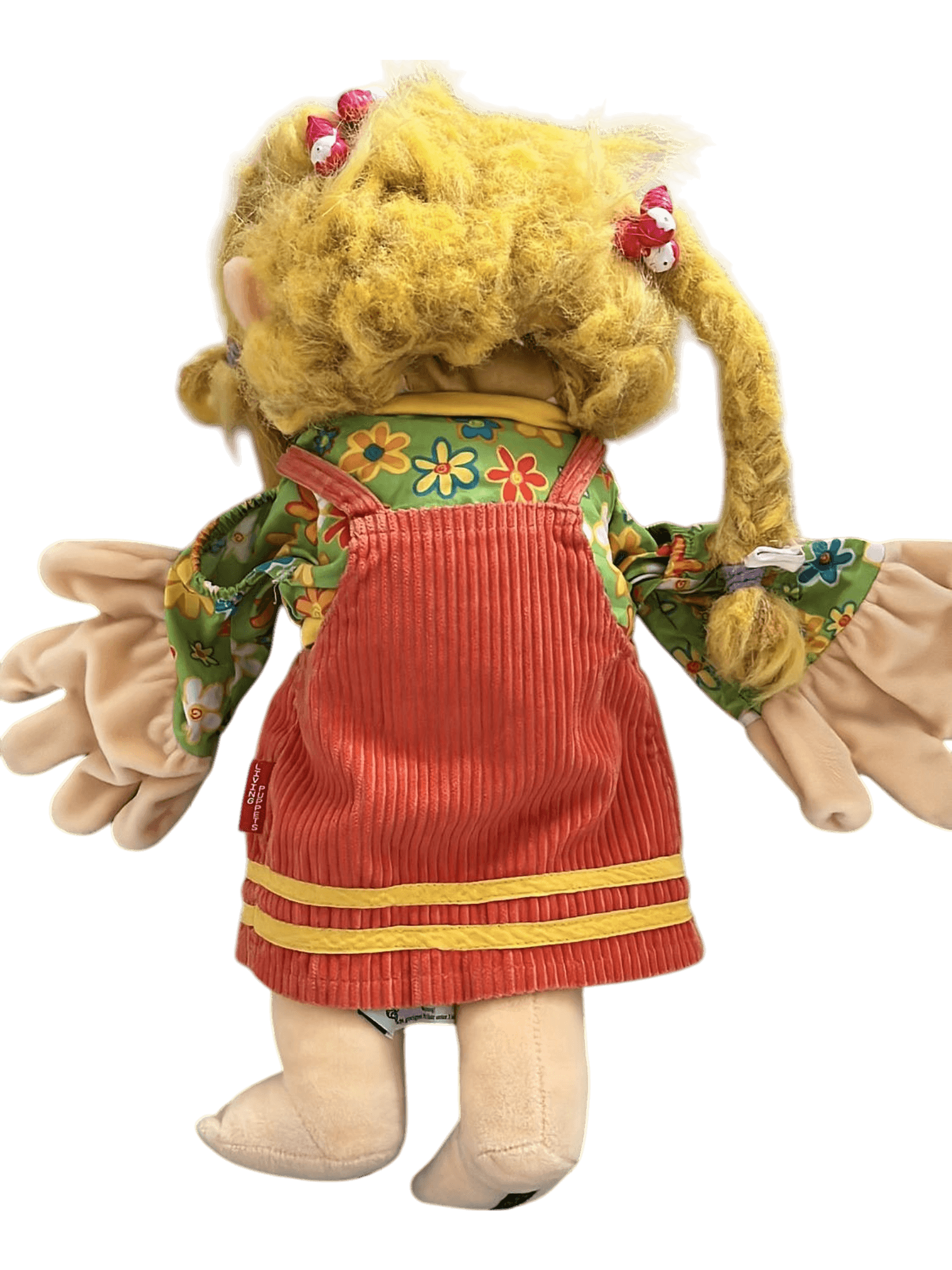 Livingpuppets Handpuppe Mädchen mit gelben Zöpfen und Cordkleid 2