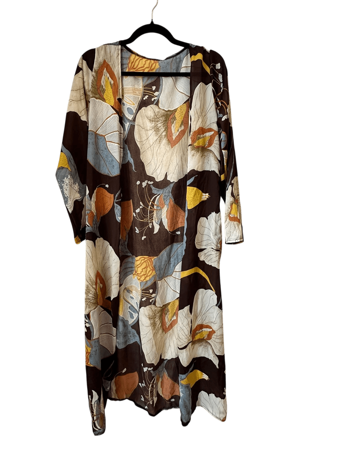 Floral Print Long Sleeve Jacket - Brown & Cream 2