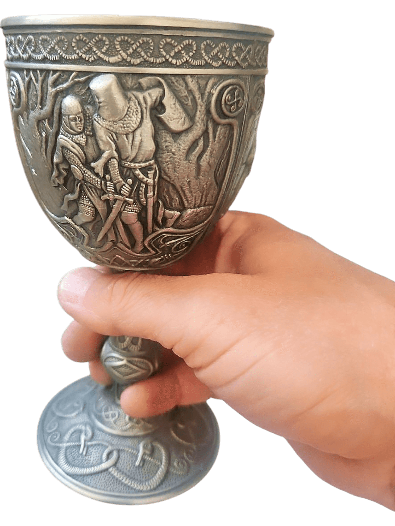 Set of 6 Medieval-Style Goblets with Intricate Relief Scenes 2