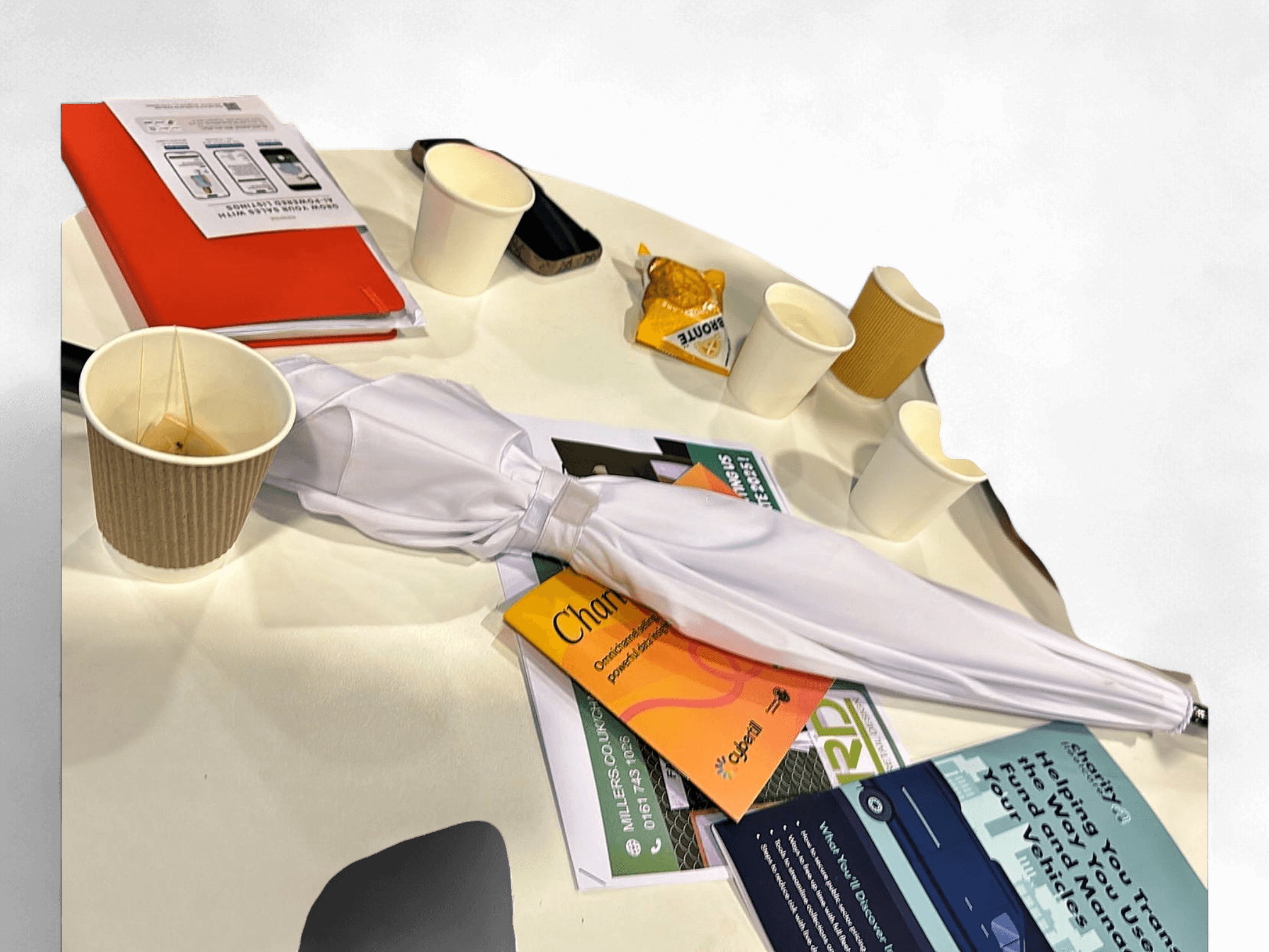 White Umbrella with Black Handle 1