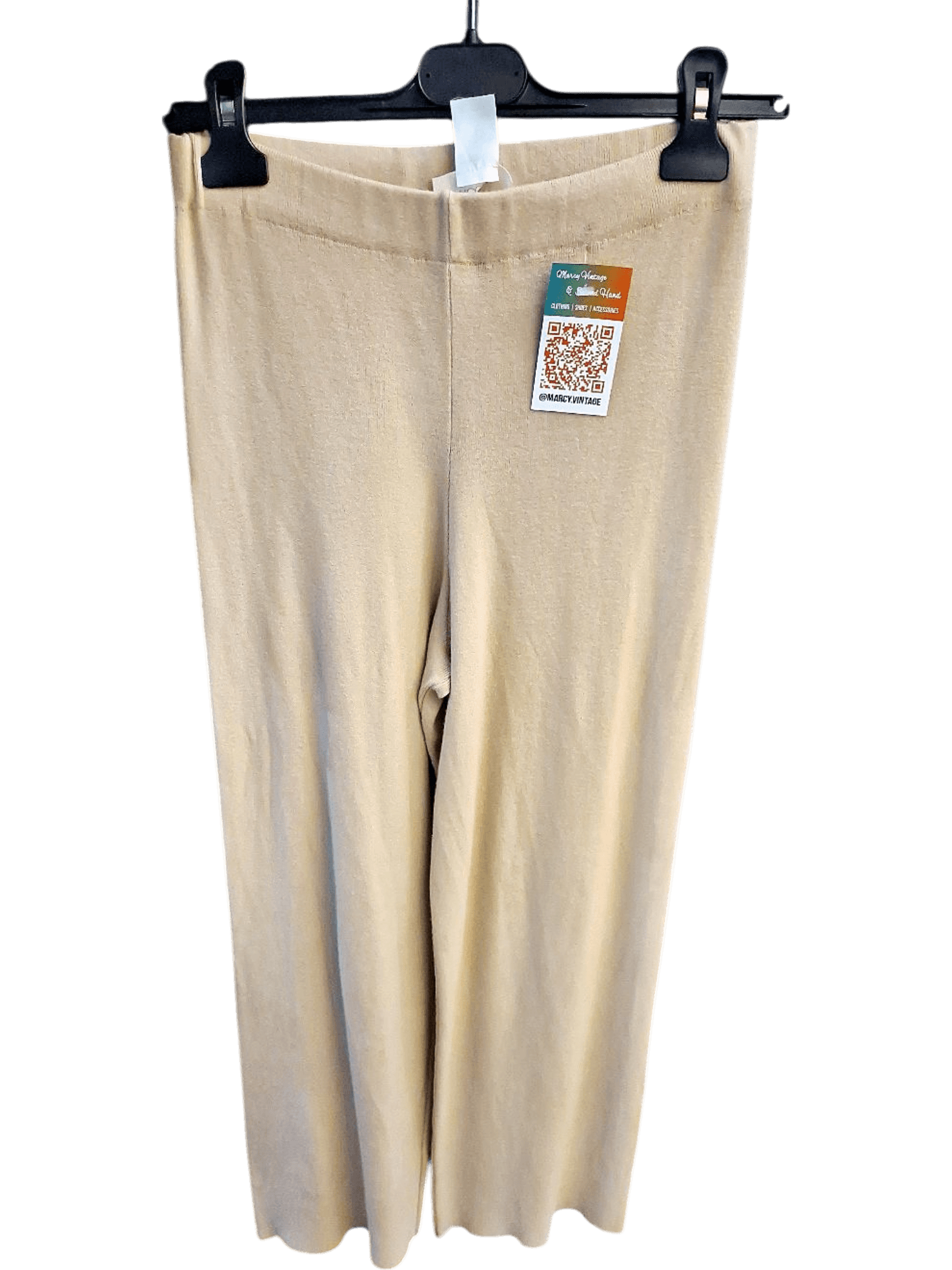 Beige Knit Wide-Leg Trousers by MAIC1 Vintage - New with Tags 1