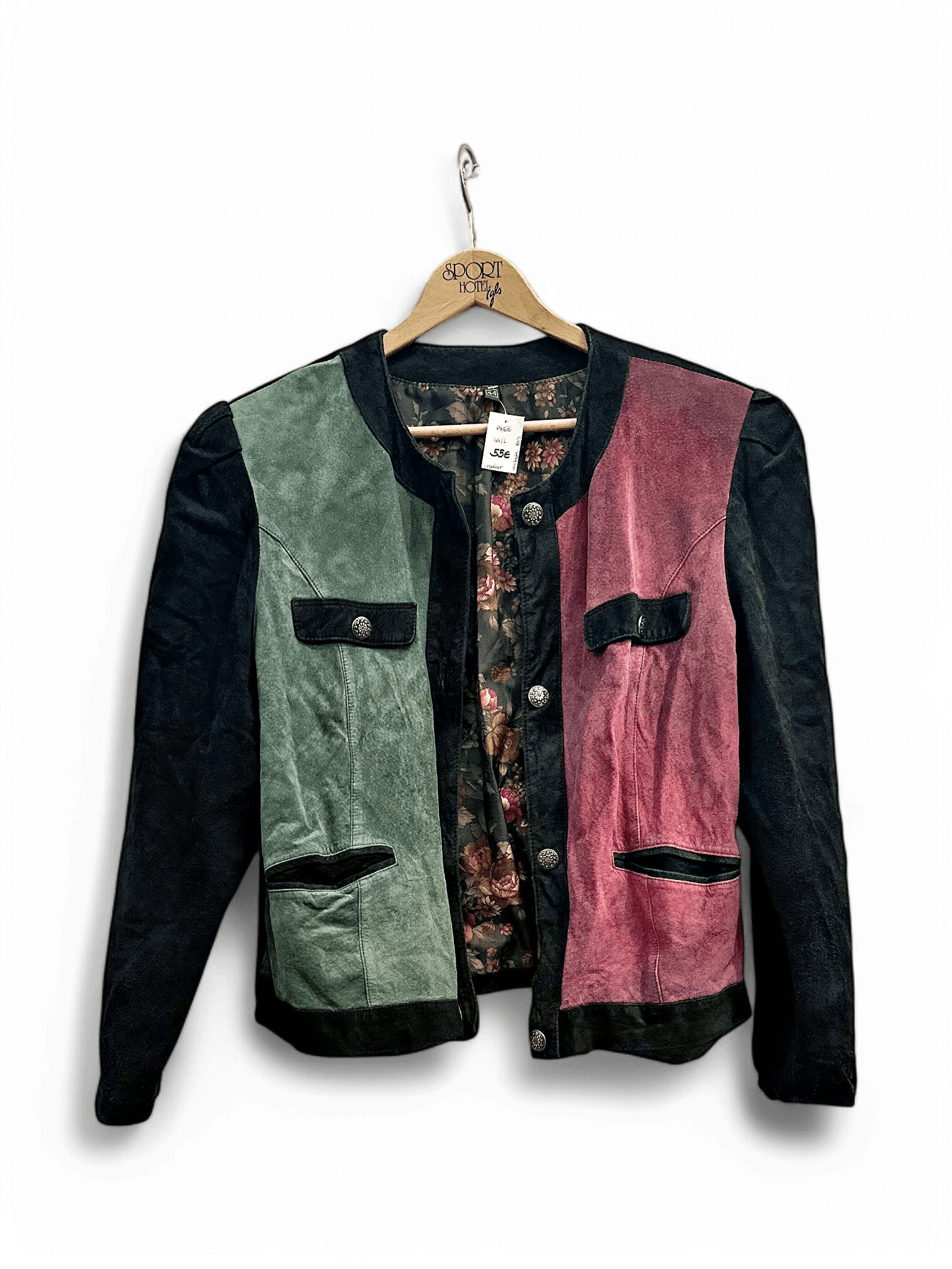 Vintage Colorblock Leather Jacket - Size 44 1