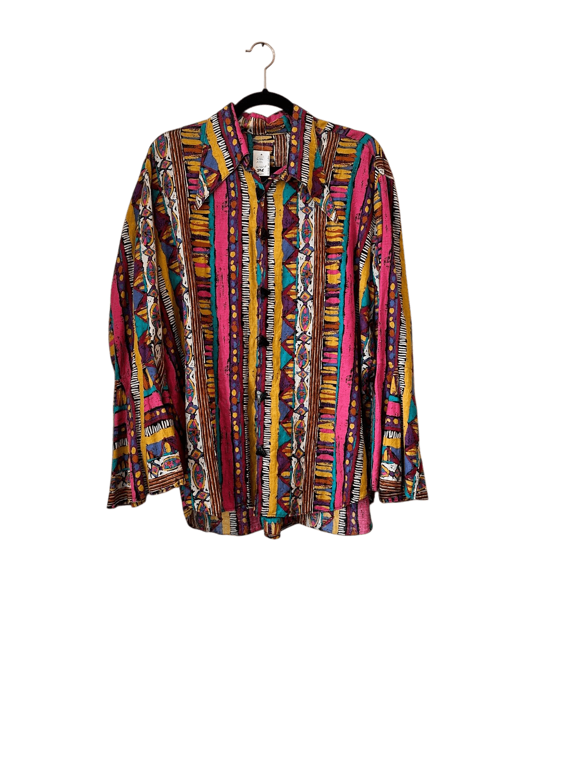 Vintage 80s Multicolored Geometric Button-Down Shirt - Size 46 2