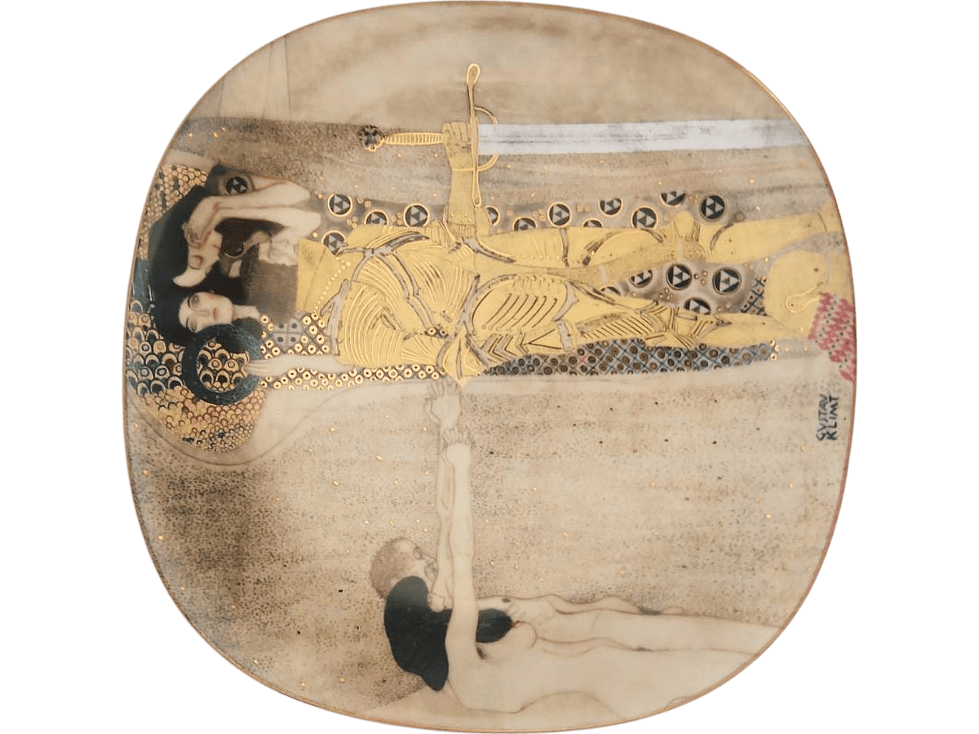 Gustav Klimt 'Die Sehnsucht nach dem Glück' Decorative Porcelain Plate 1