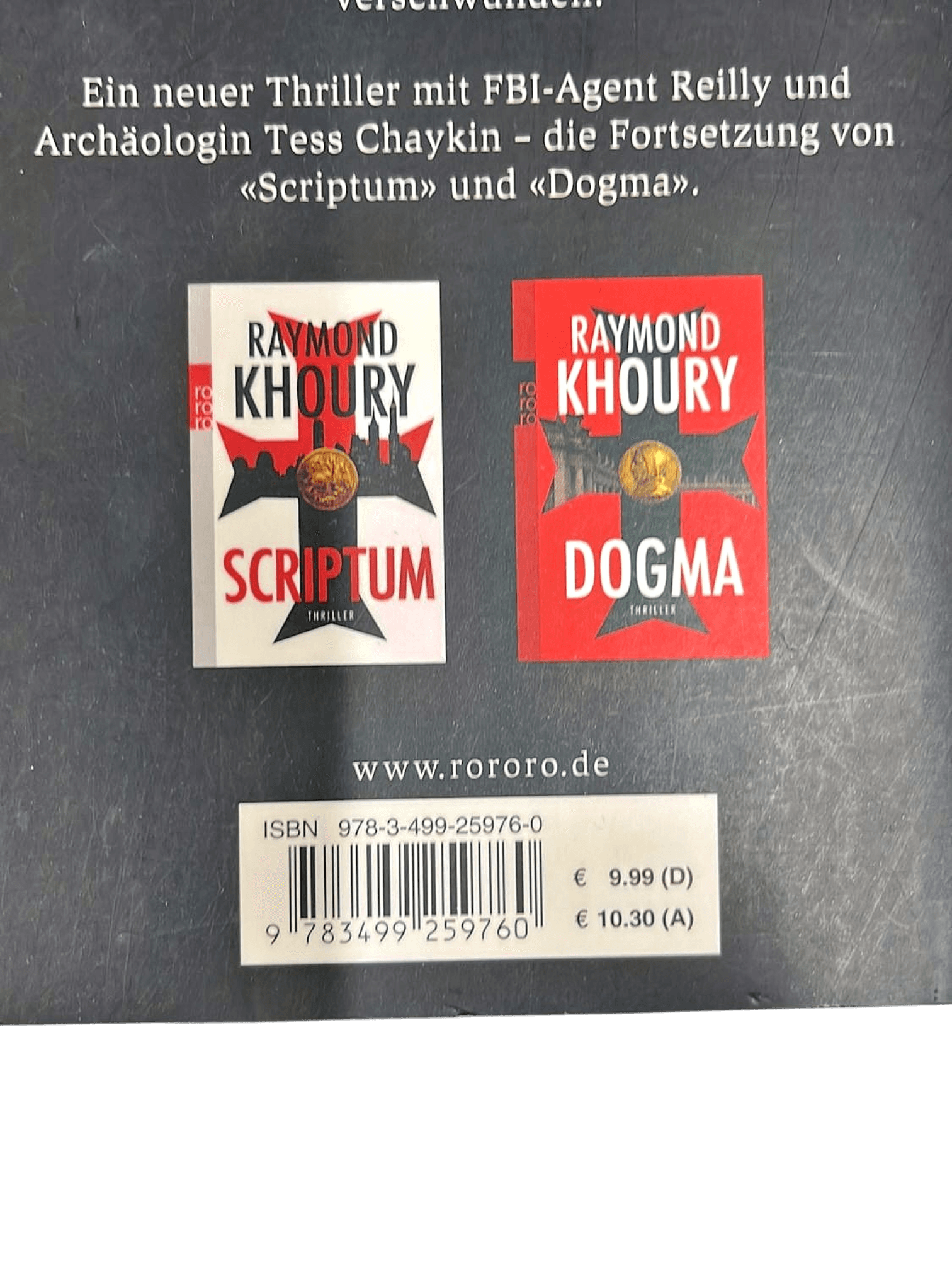 Raymond Khoury - Memoria Thriller Taschenbuch 3