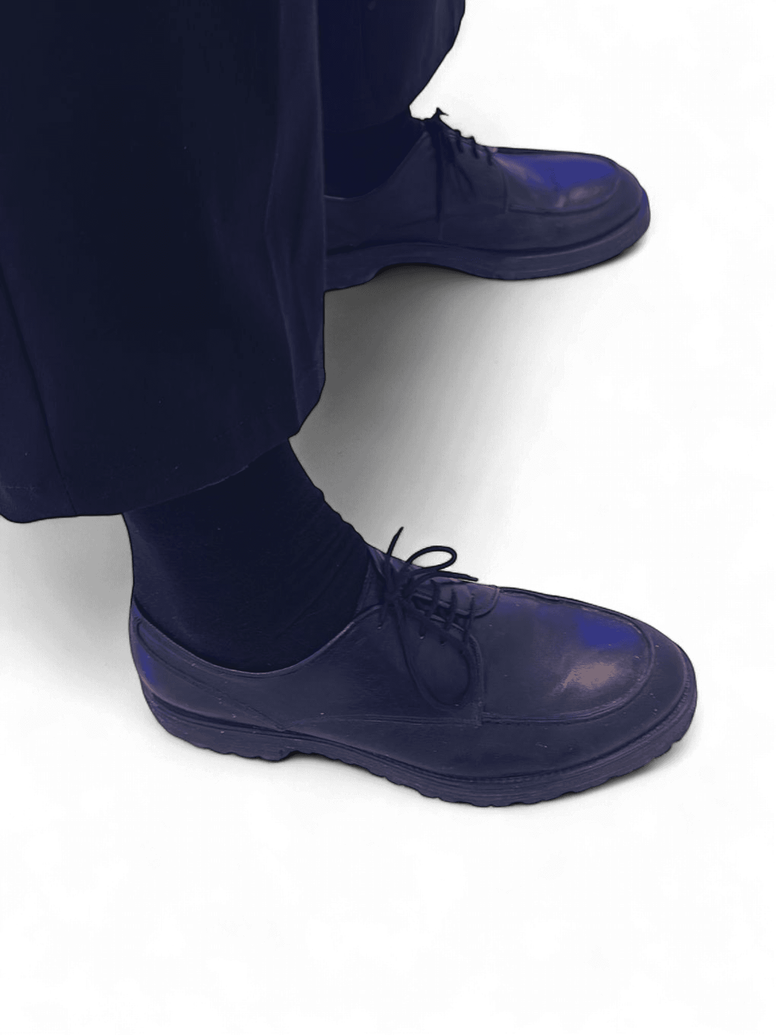 Black Leather Oxford Shoes with Chunky Soles - Formal Lace-up Design