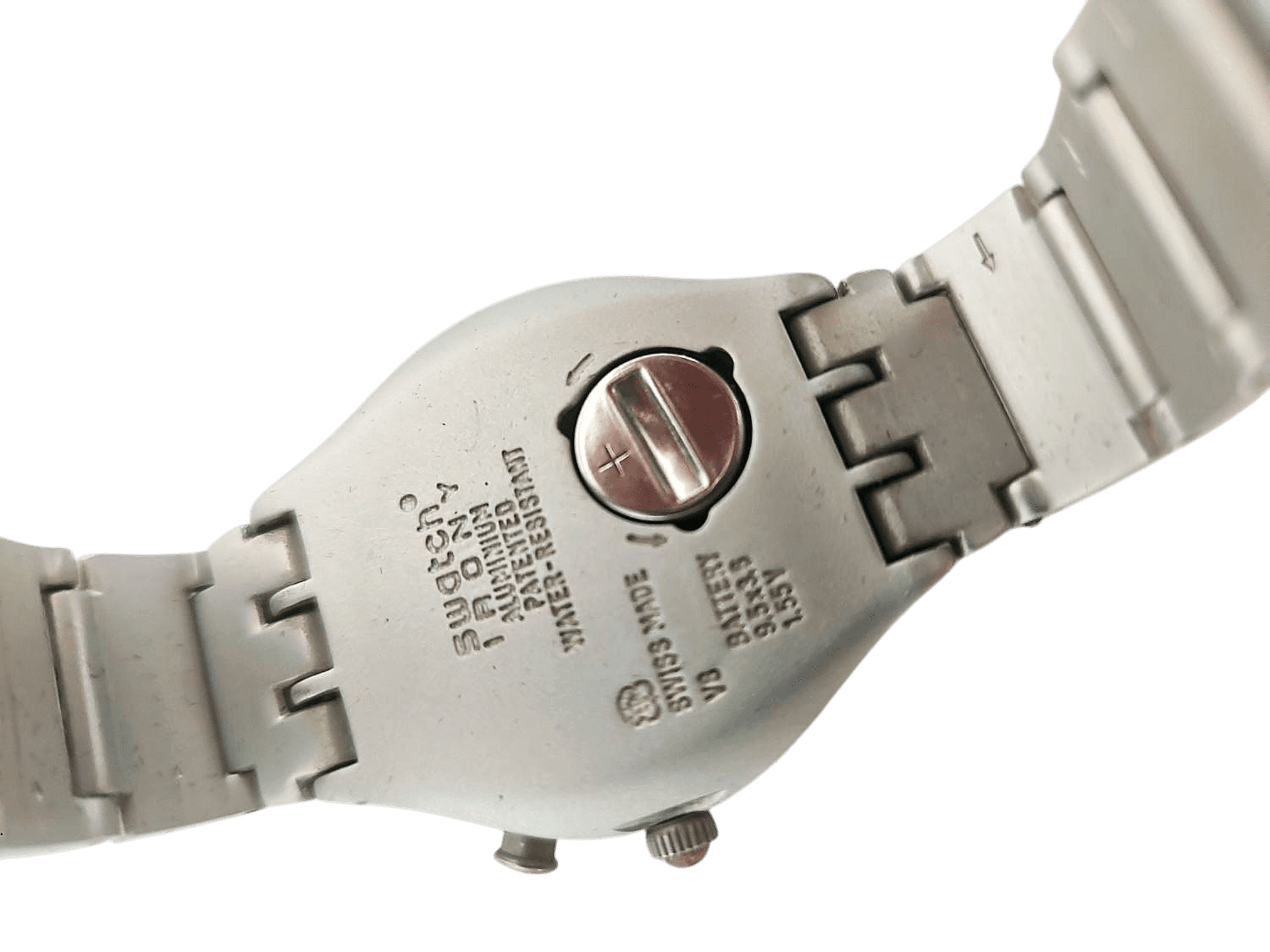 Swatch Irony Aluminium Armbanduhr - Silber mit blau-weißem Zifferblatt 3