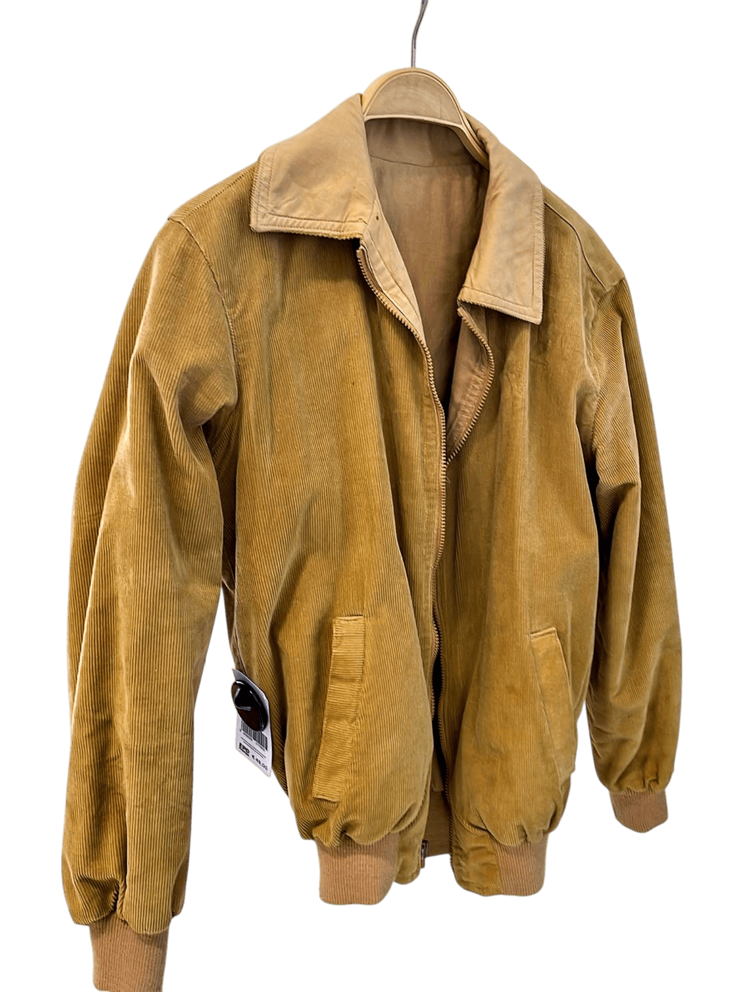 Tan Corduroy Bomber Jacket - Classic Style with Front Pockets 1