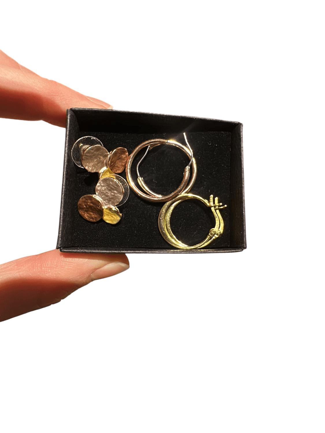 Mixed Metal Earring Set - Gold & Silver Hoops with Disc Earrings 1