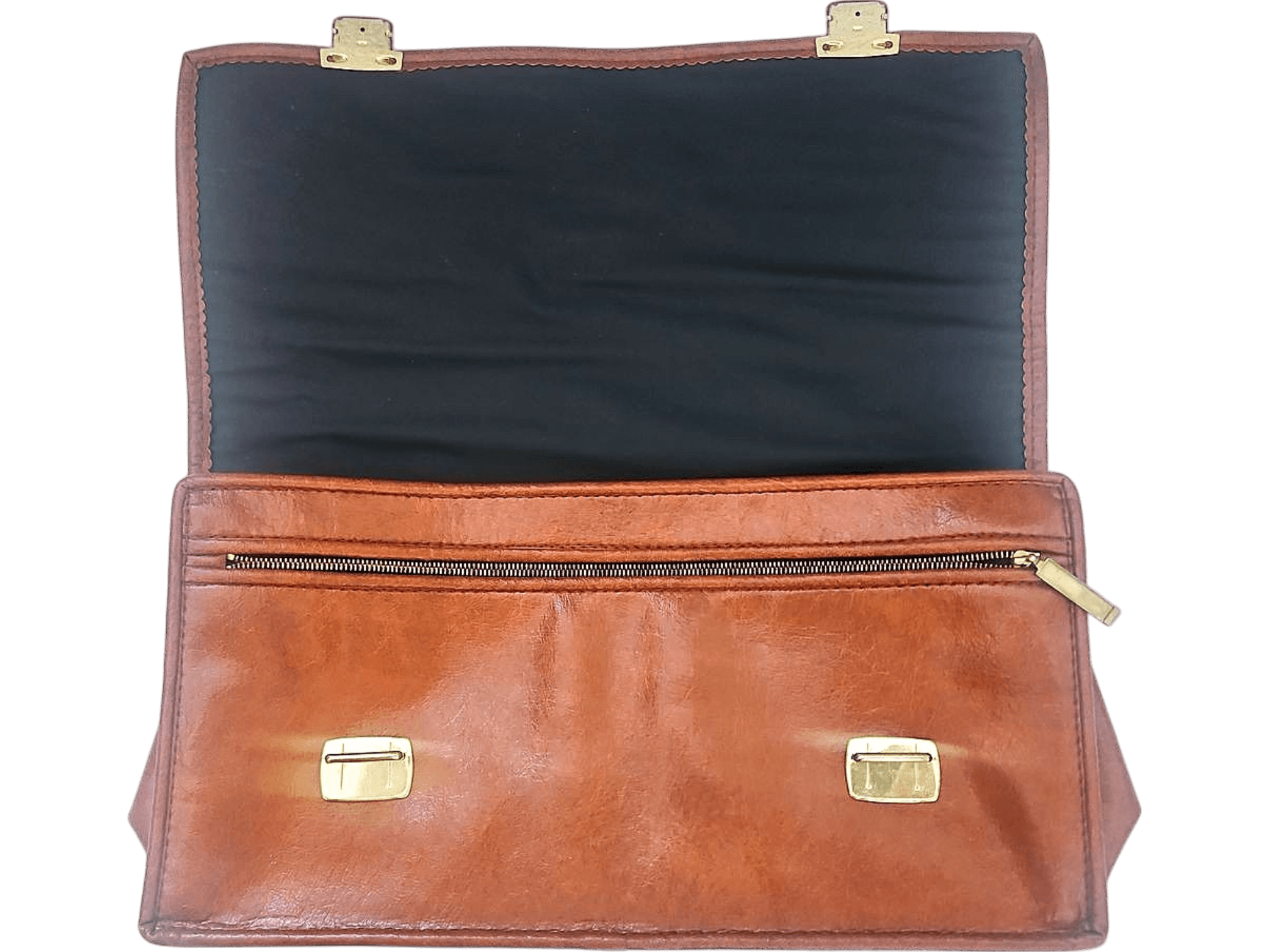 Vintage Brown Leather Briefcase with Gold Hardware 2
