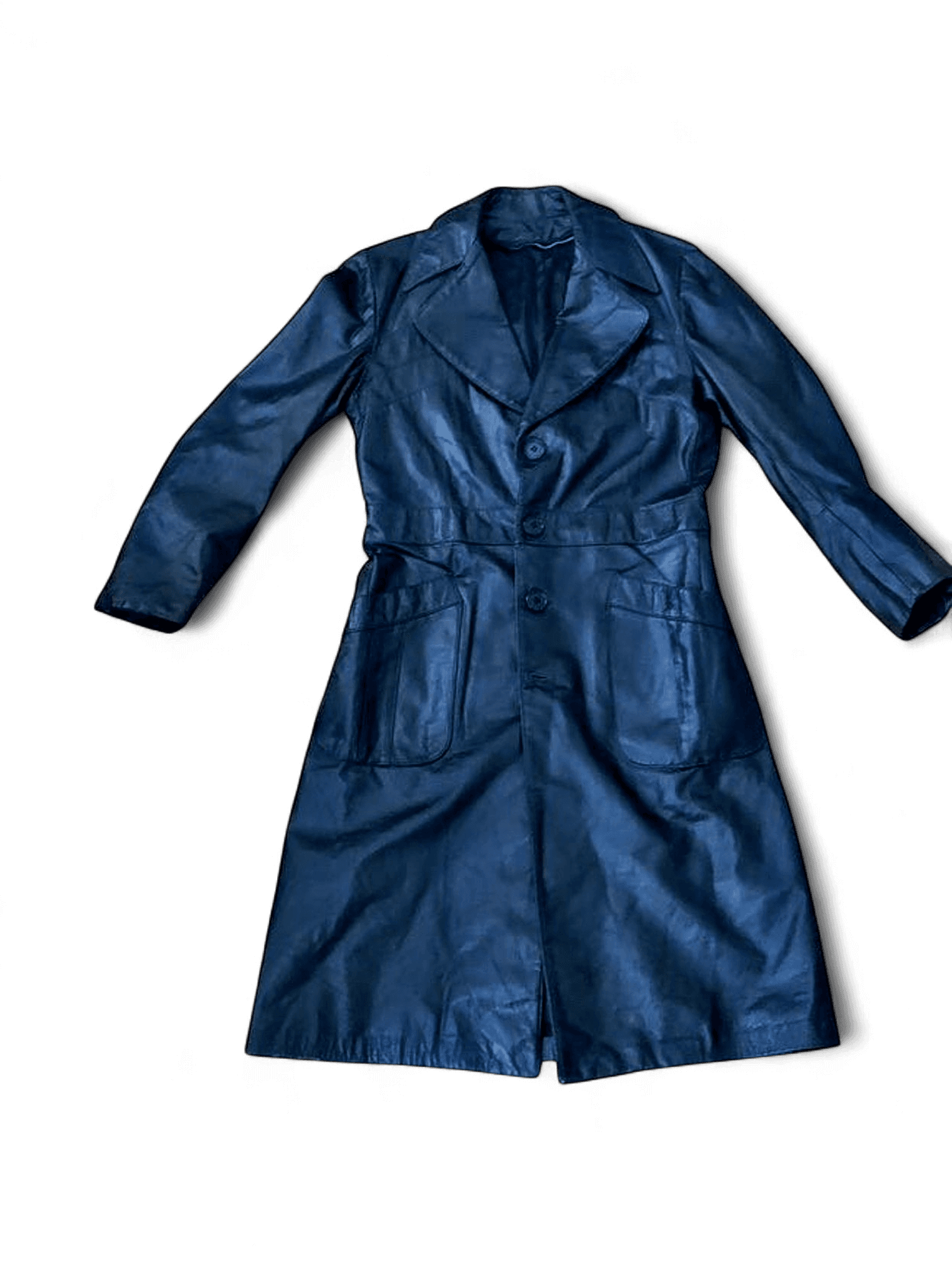 Classic Black Leather Trench Coat - Women's Tailored Design 2