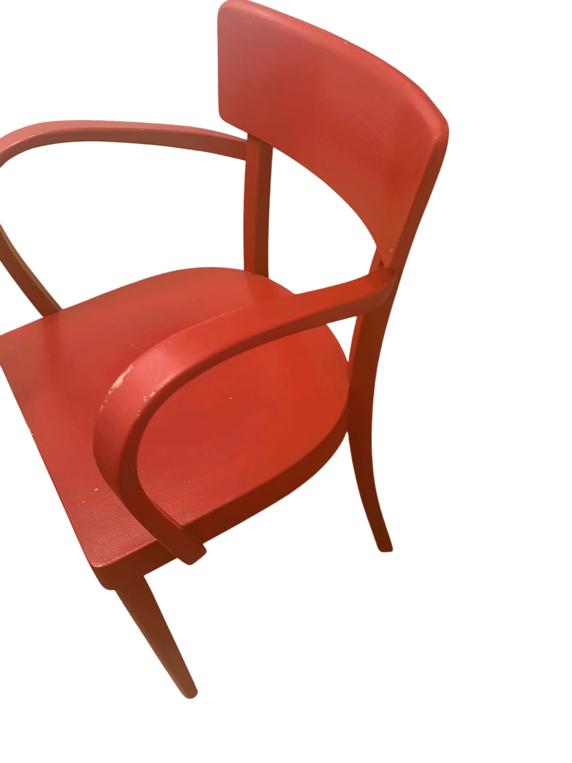 Roter Holzstuhl mit Armlehnen - Vintage Design 2