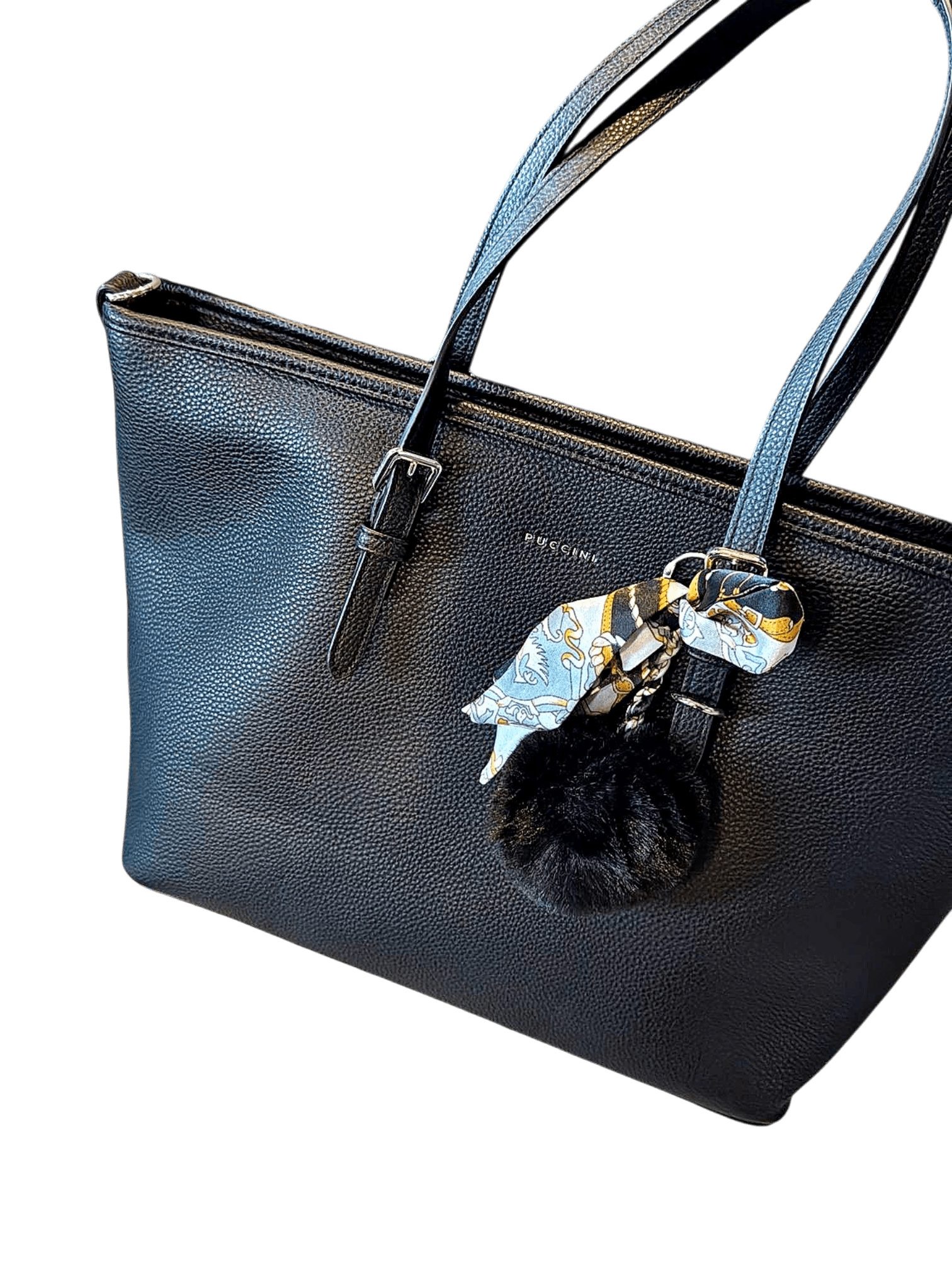 Elegant svart läderväska med dubbla handtag 2