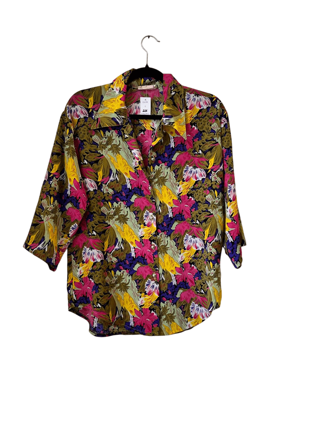 Vintage 80s Floral Print Button-Down Shirt 2