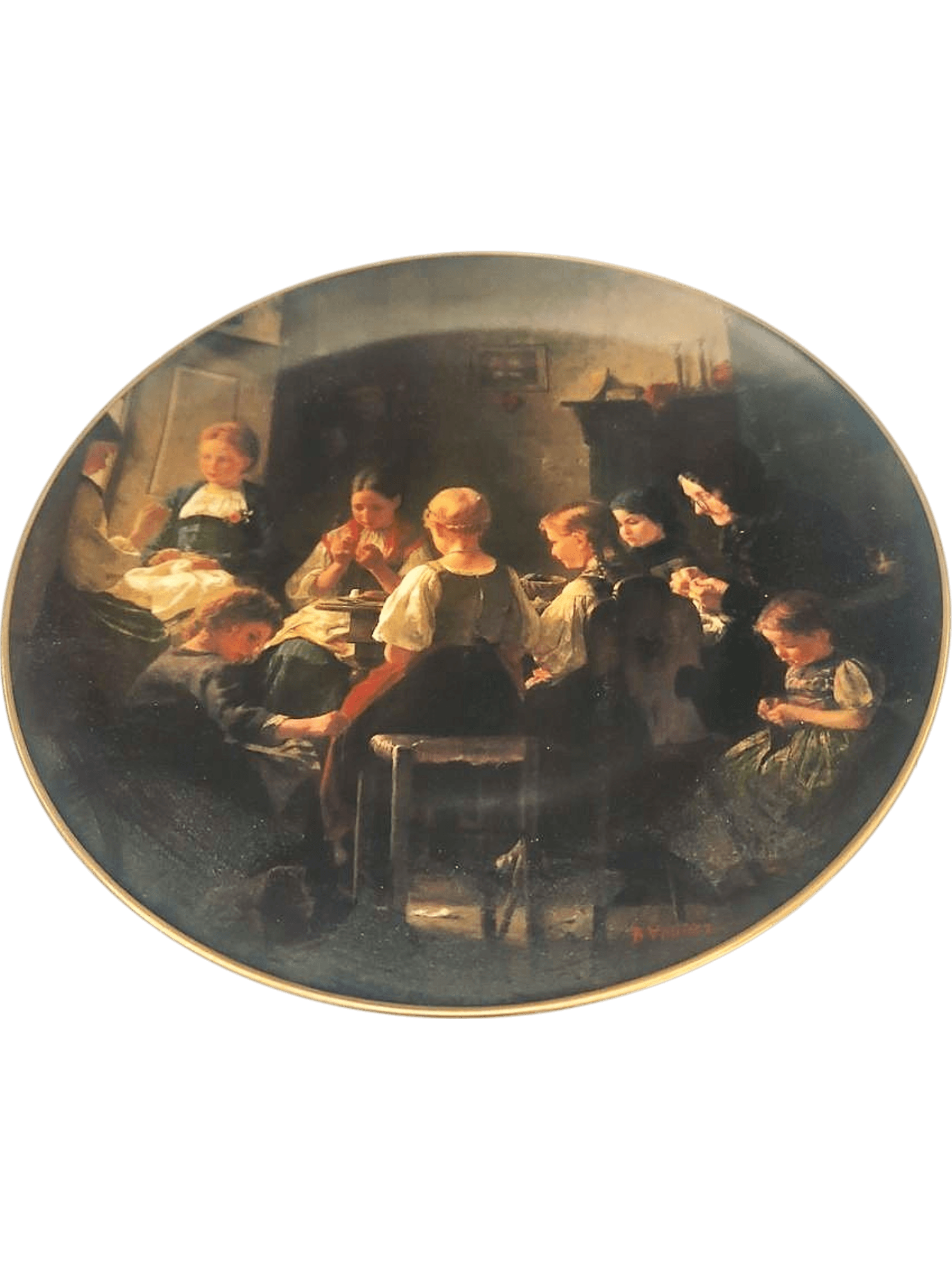 Limited Edition Benjamin Vautier Collector Plate 'In der Nähschule' 1