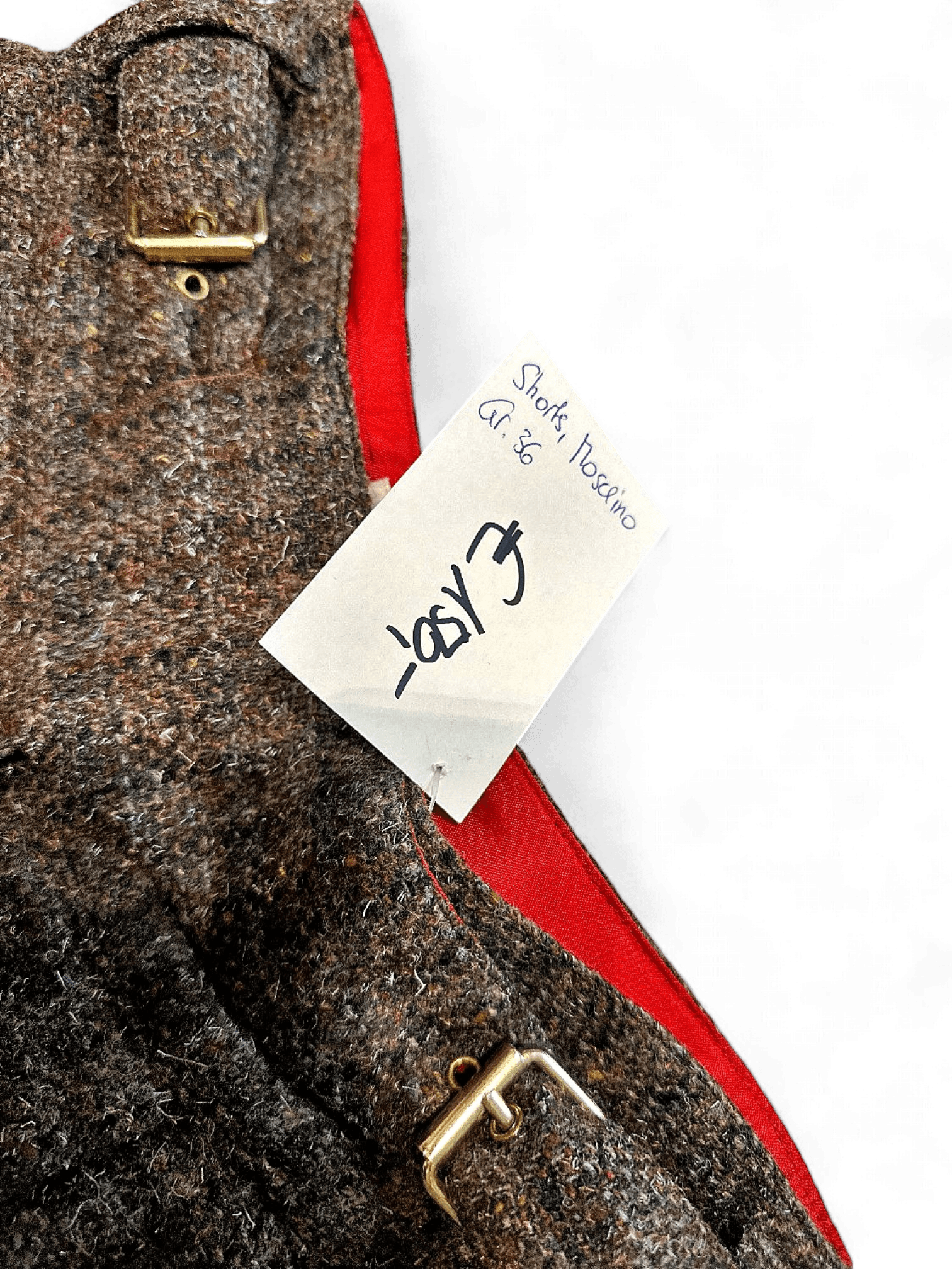 Vintage Wool High-Waisted Charcoal Gray Shorts with Red Lining 4