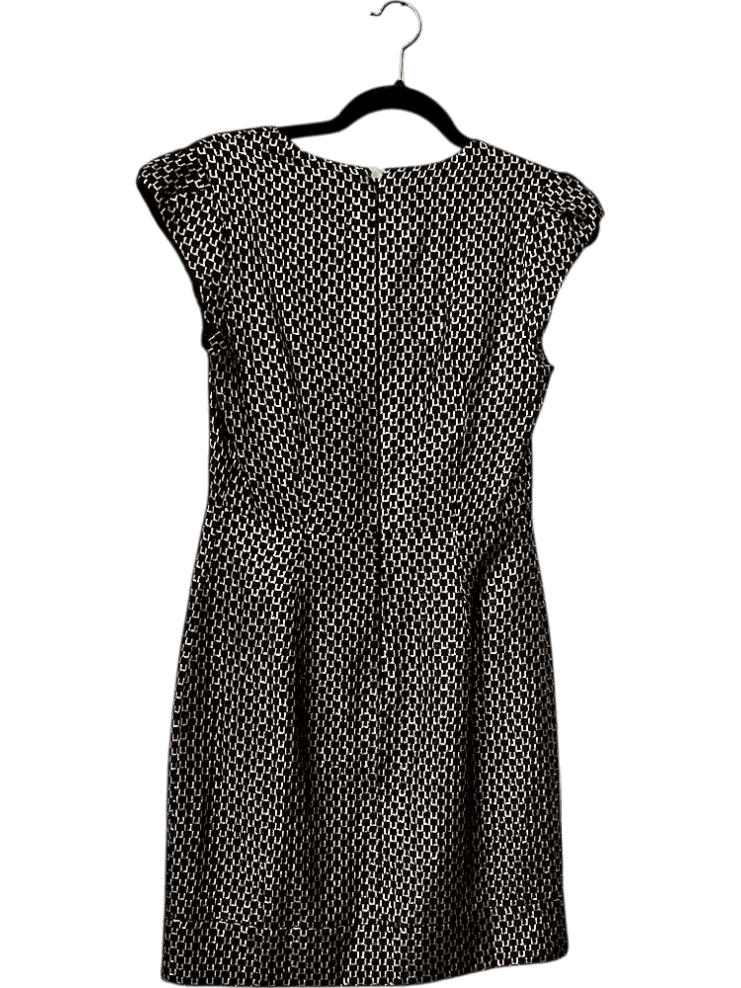 French Connection Black & Gold Pattern Sheath Dress - Size 12 2