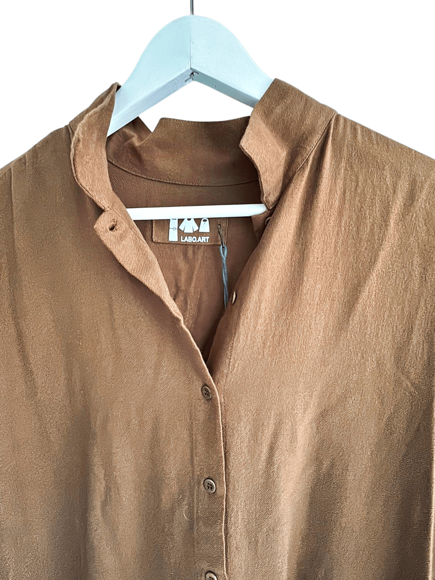 Labo.Art Braunes Midi-Hemdkleid mit langen Ärmeln 2