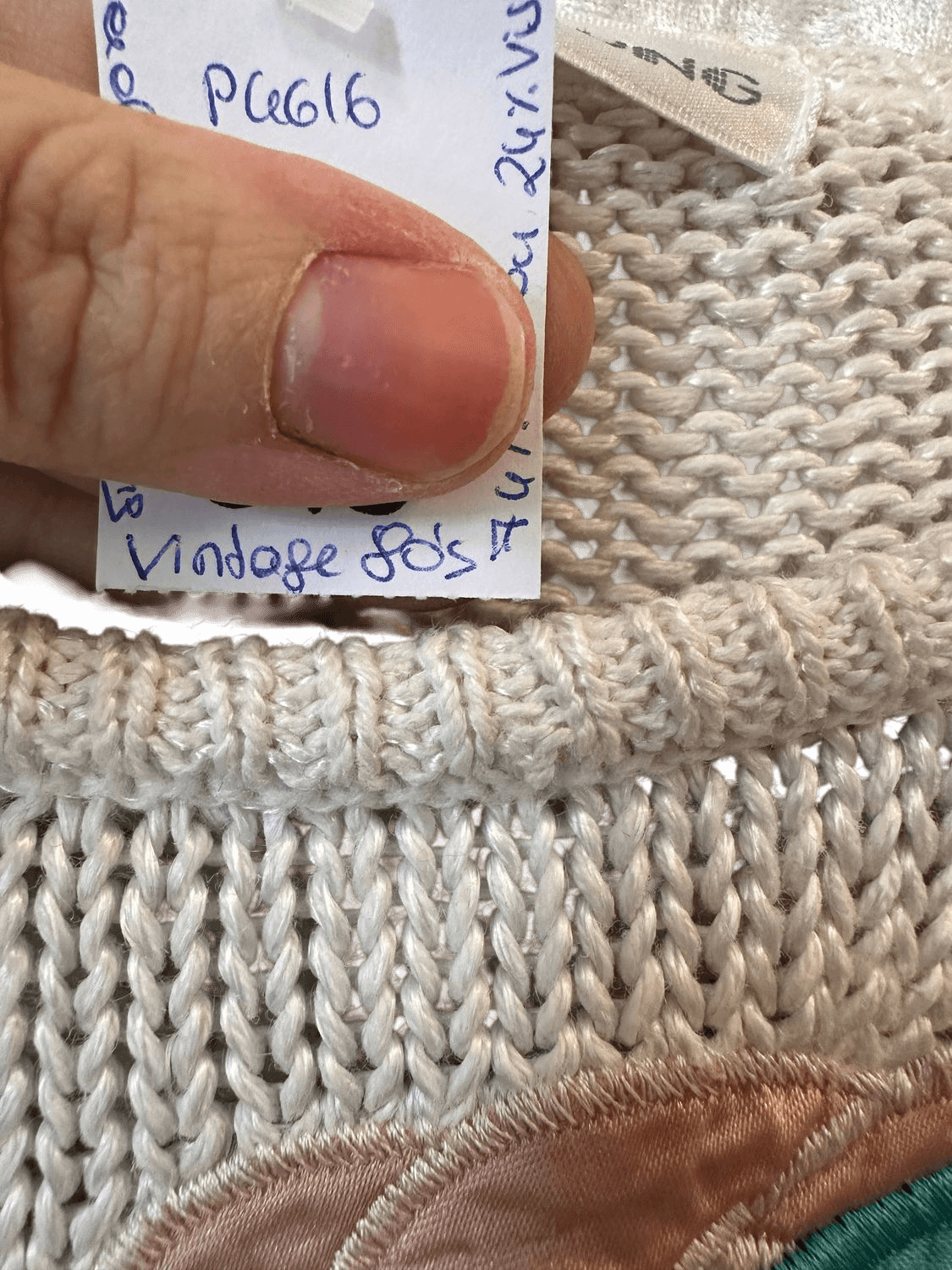 Vintage 80s Malina Wong Abstract Appliqué Sweater - Cream 7