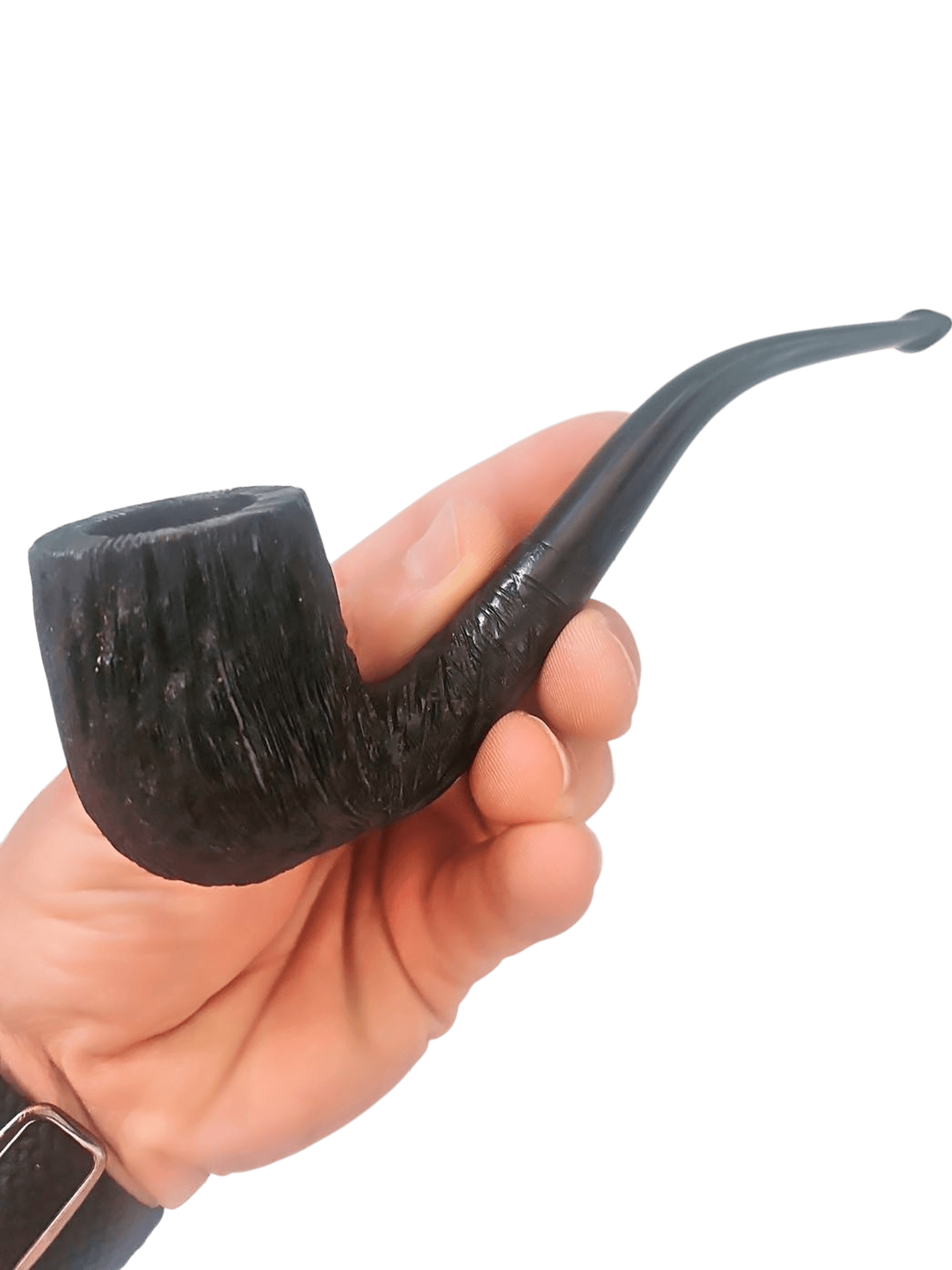 Vintage Black Wooden Tobacco Pipe - Classic Bent Billiard Shape 3