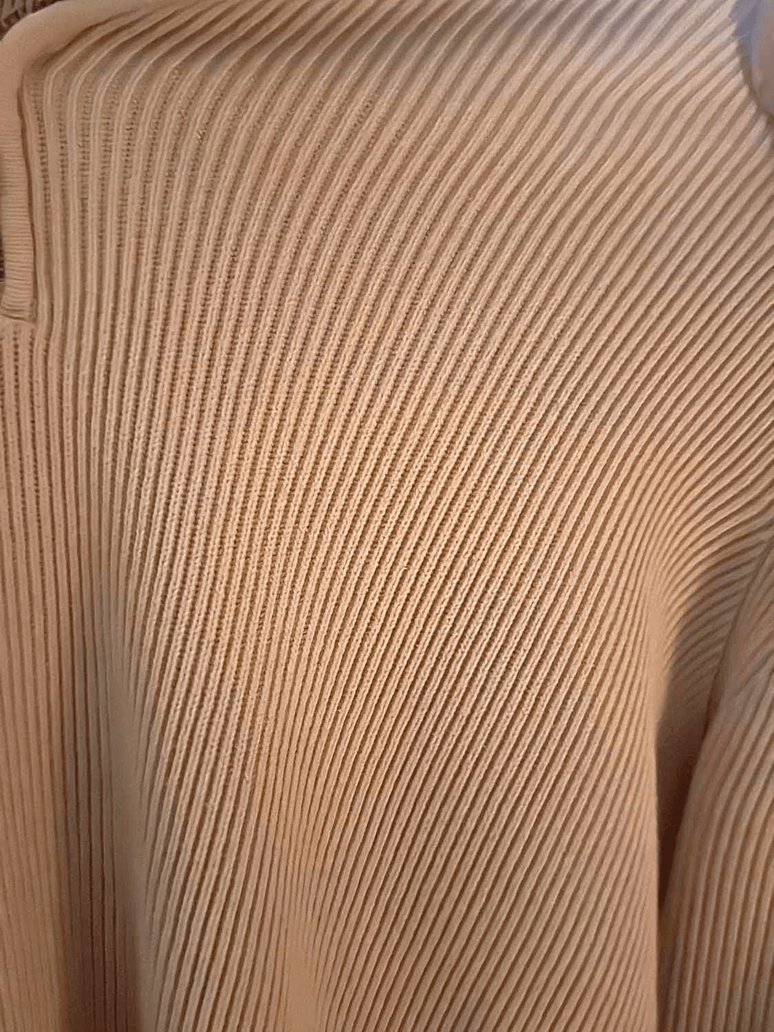 Beige Ribbed Turtleneck Sweater with Quarter Zip 3