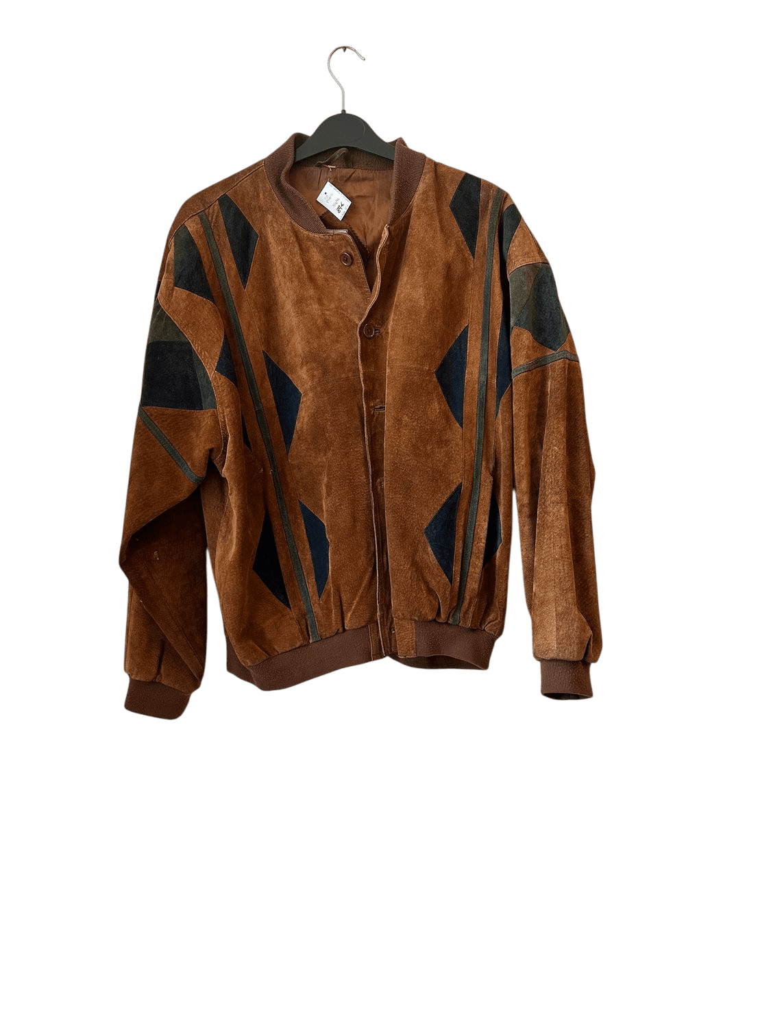 Vintage 90s Happy Life Suede Bomber Jacket - Geometric Pattern - 54/XL 2