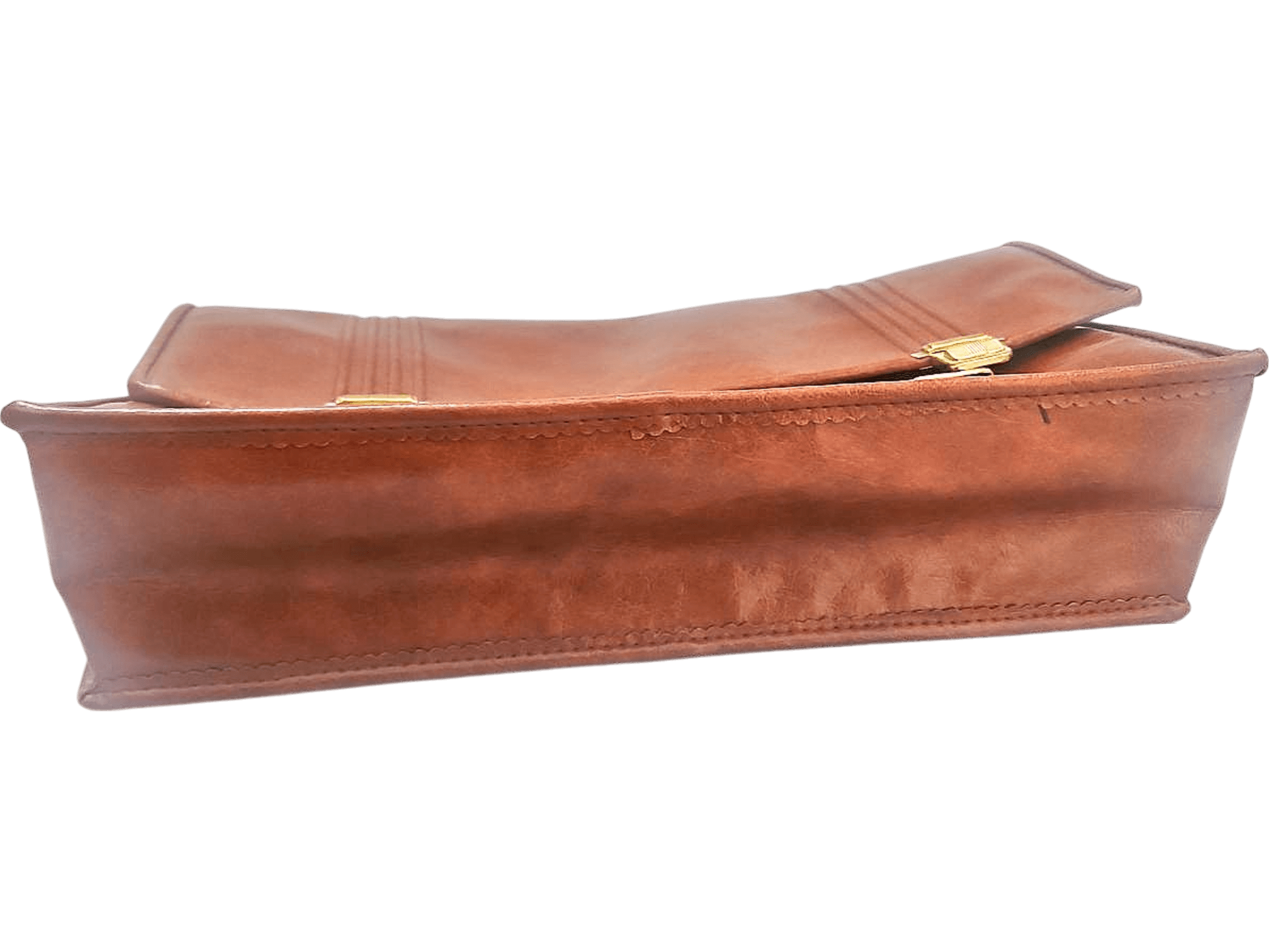Vintage Brown Leather Briefcase with Gold Hardware 4
