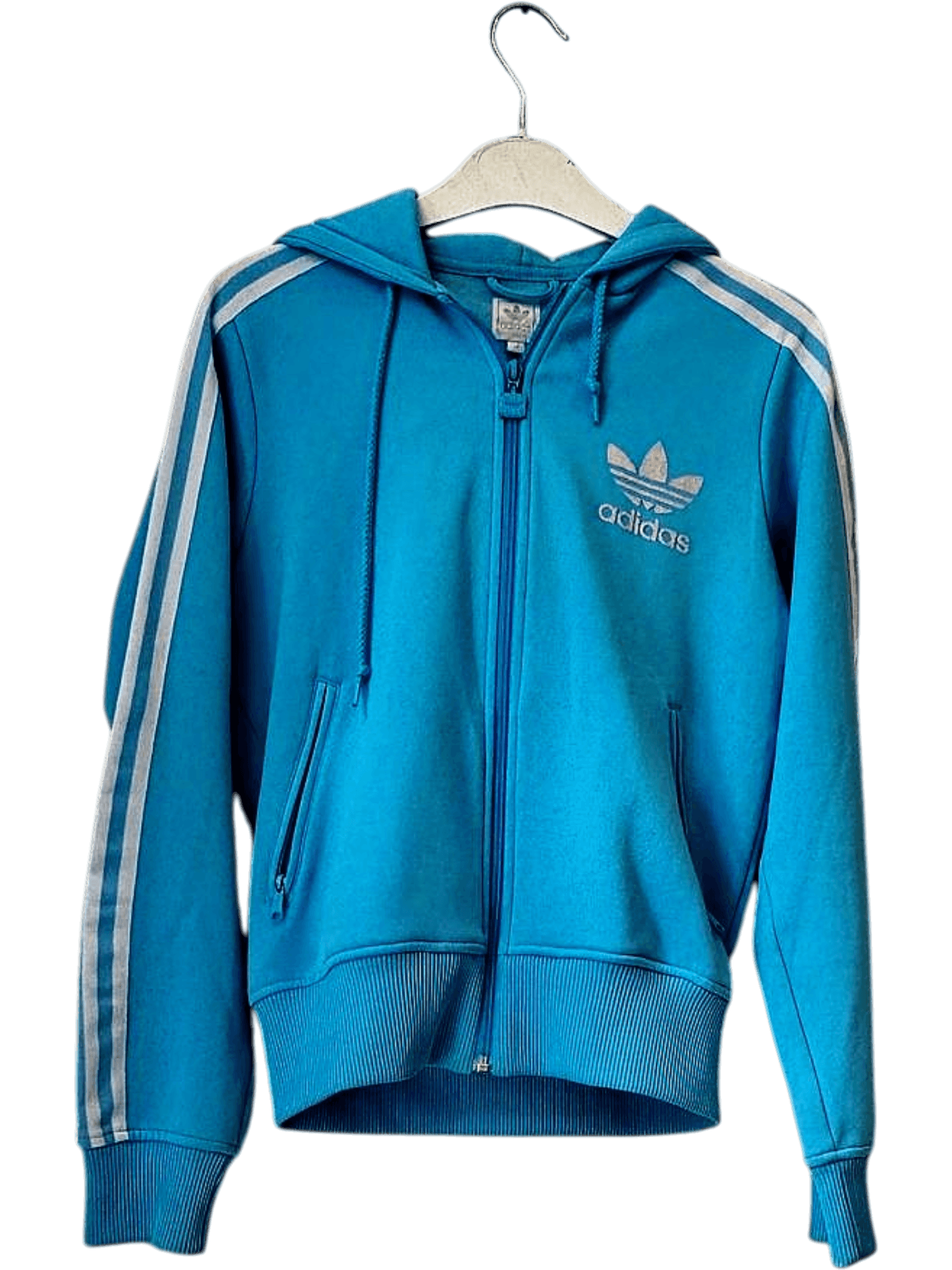 Vintage Y2K Adidas Light Blue Zip-Up Hoodie - Size S 1