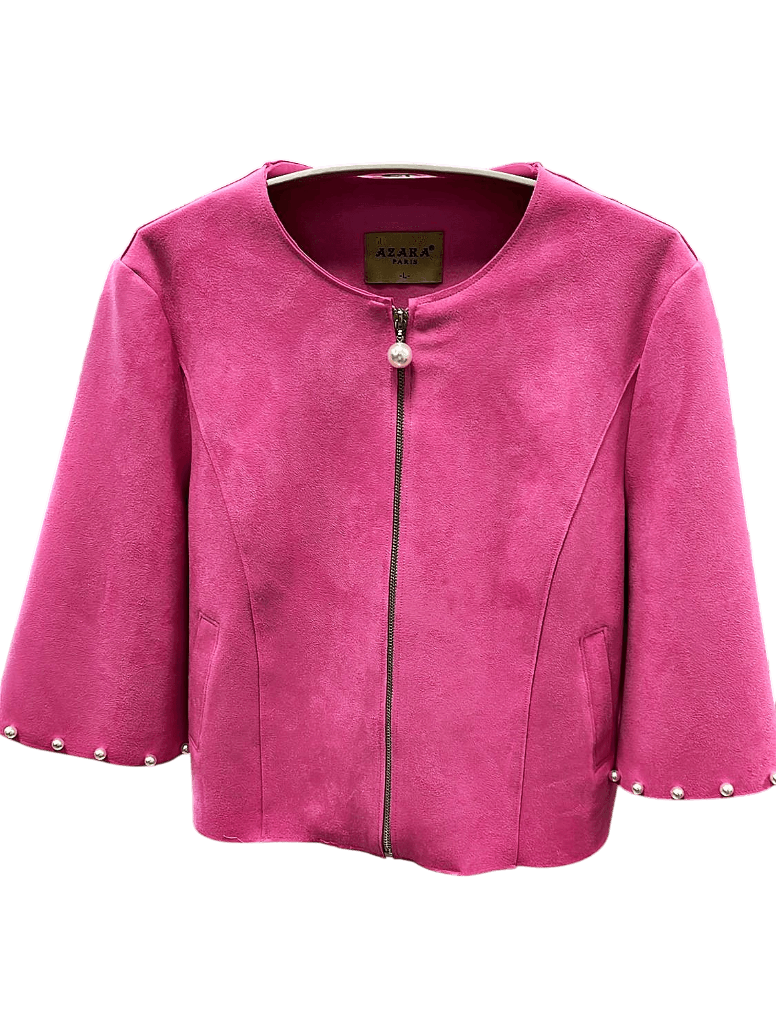 AZARA Paris Elegante Pinke Jacke mit Perlendetails - Größe L 1