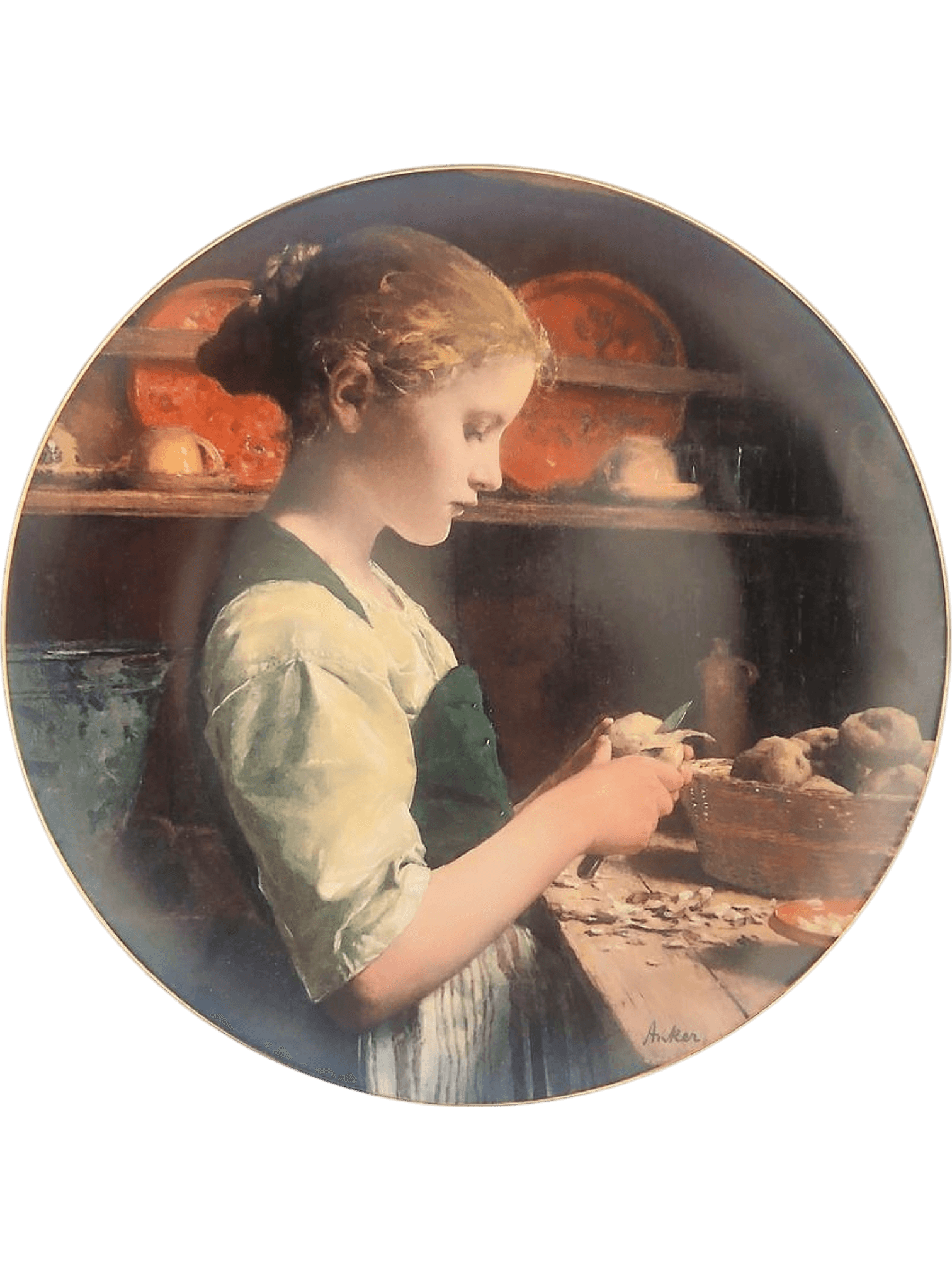 Albert Anker Limited Edition Collector Plate 'Kartoffelschälendes Mädchen' 1990 1