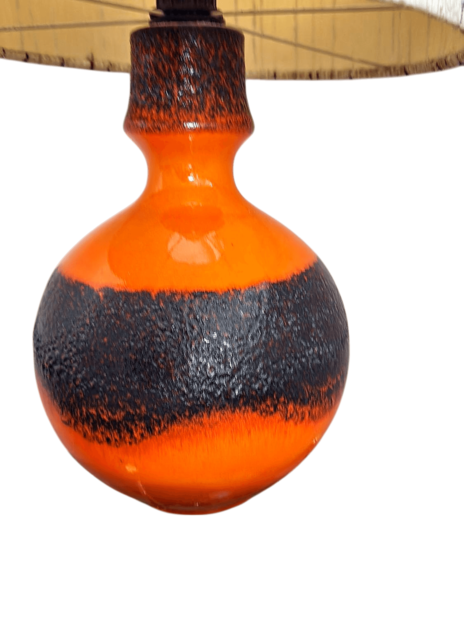 Vintage Orange and Black Ceramic Table Lamp with Textured Shade 2