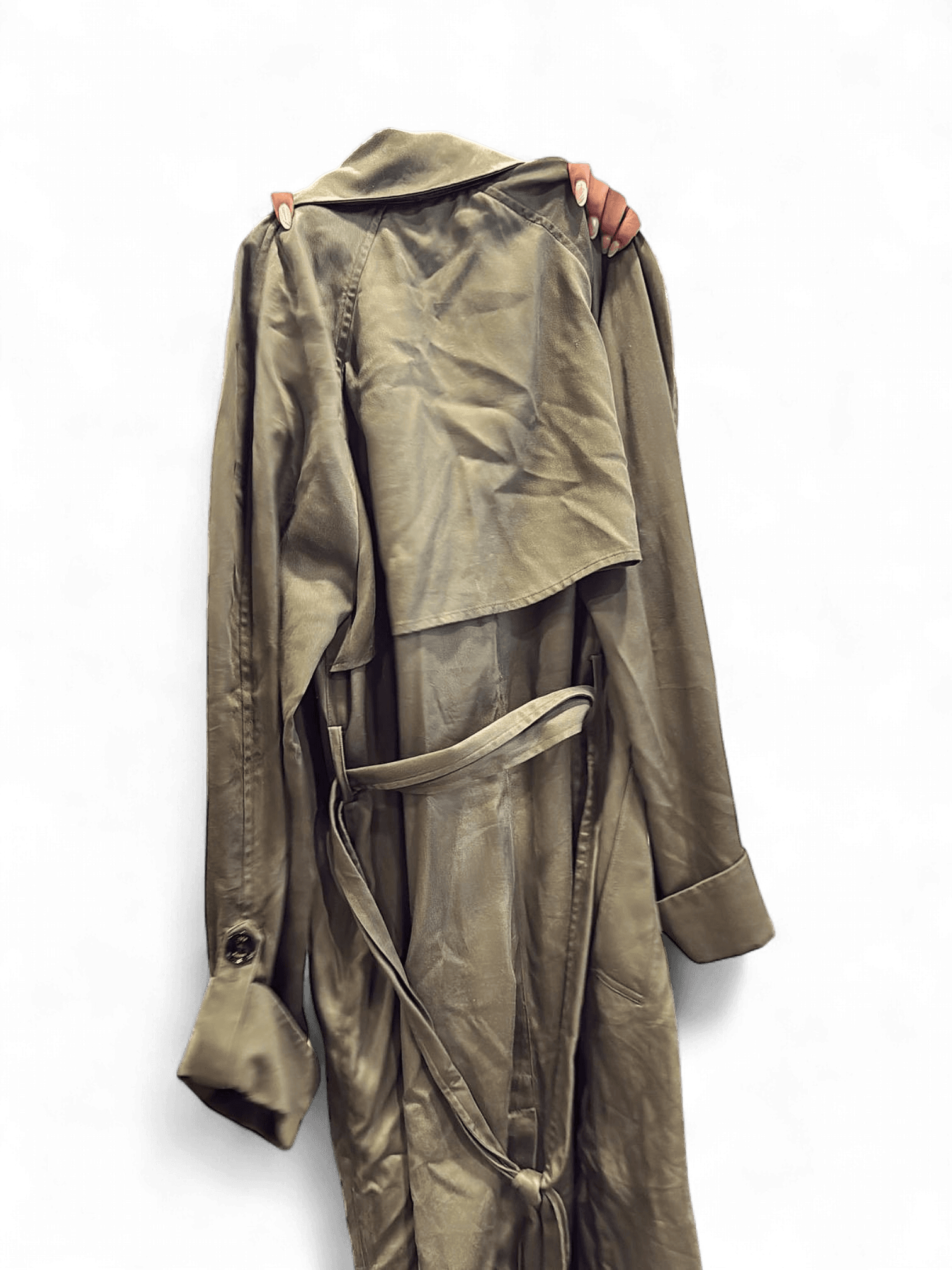 Ted Baker Olive Trench Coat with Pink Trim - Size 4 3