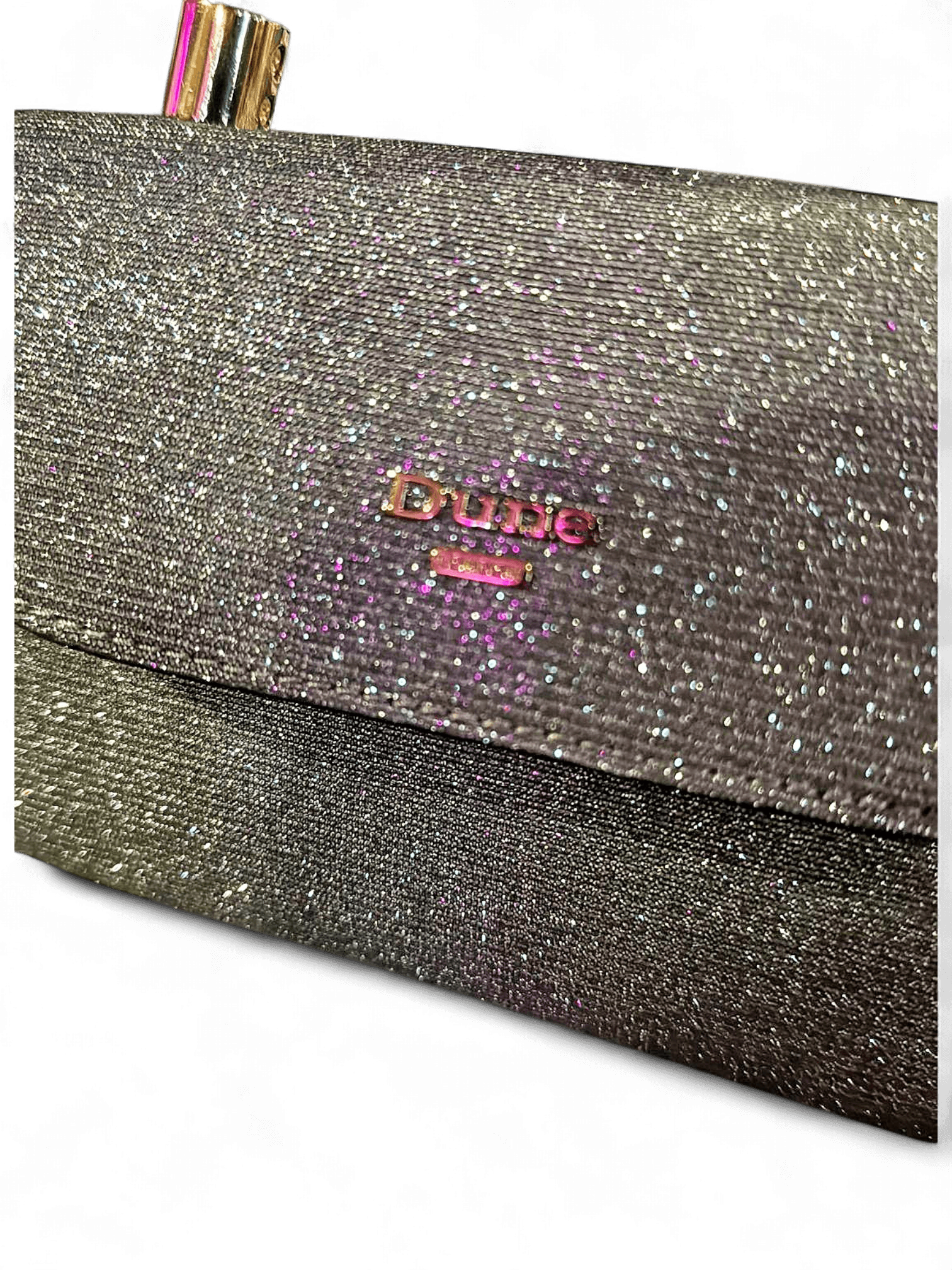 Dune London Silver Glitter Evening Bag with Grey Handle 2