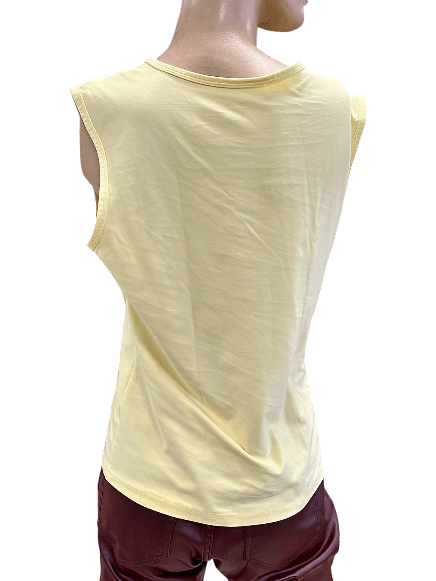 Ärmelloses gelbes Damen-Top mit V-Ausschnitt 2