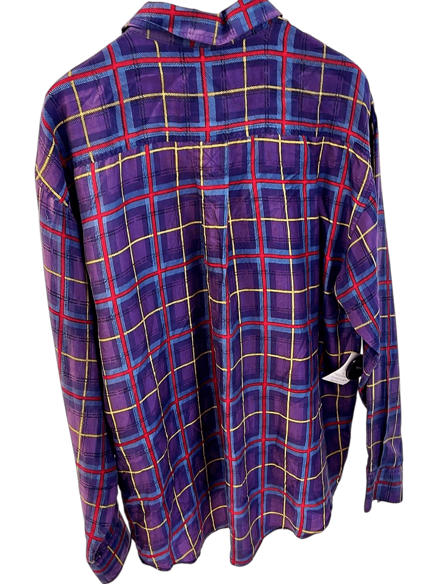 Colorful Purple Plaid Button-Down Shirt with Red and Blue Check Pattern 2