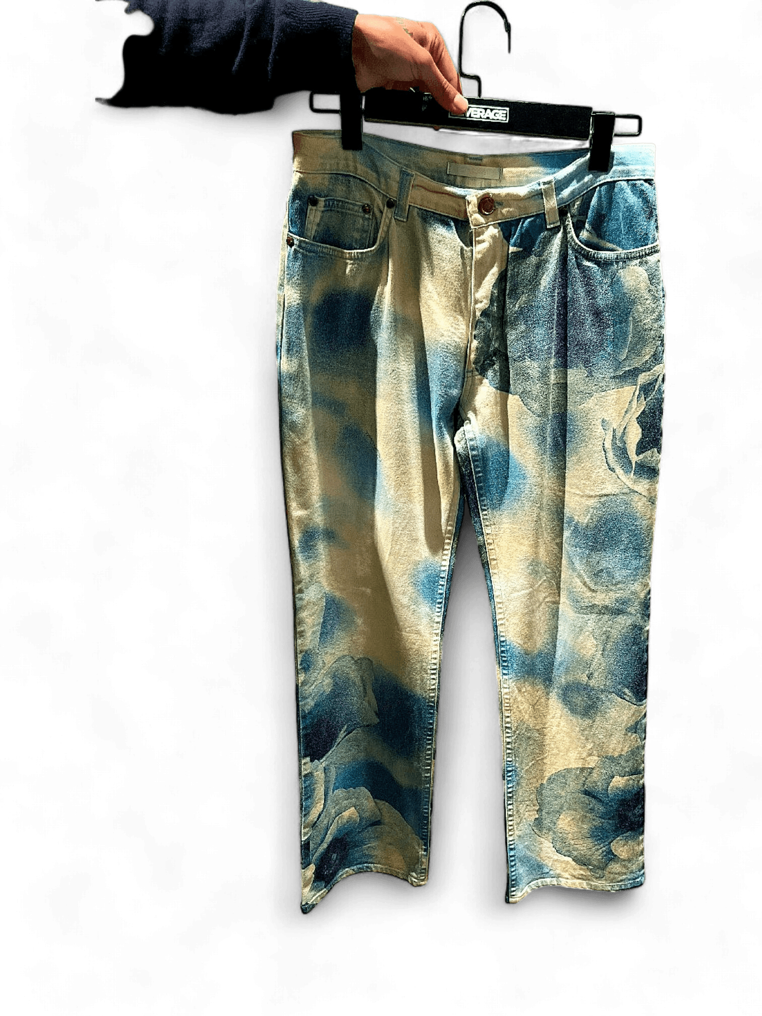 Modern Denim Blue & White Patterned Jeans 1