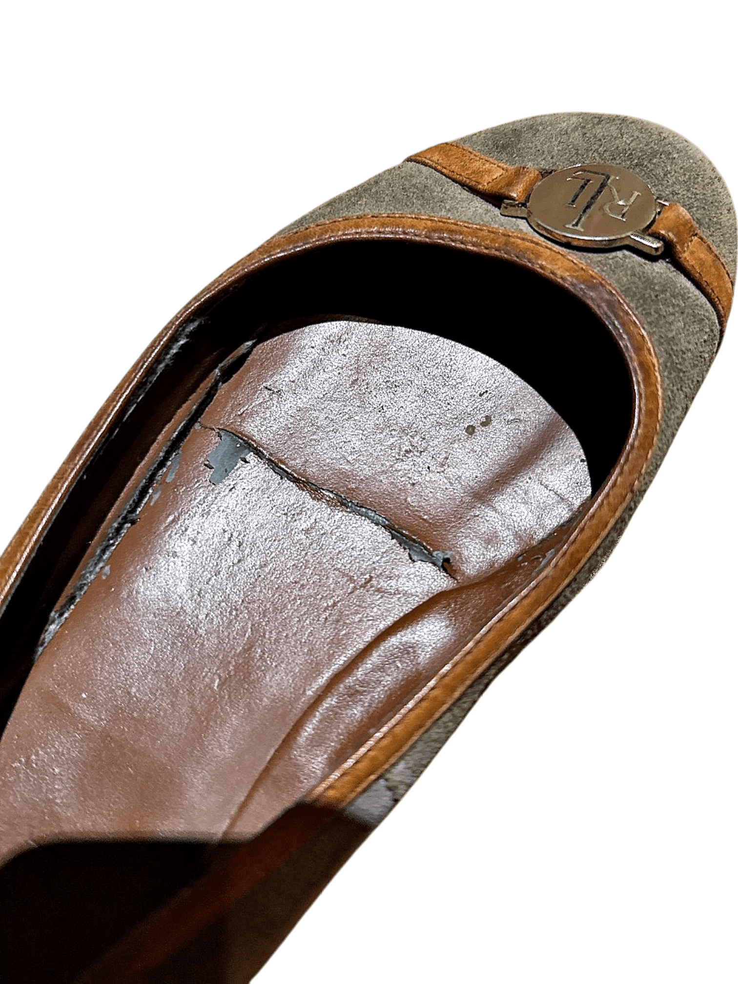 Ralph Lauren Grey Suede Flats with Brown Trim 3