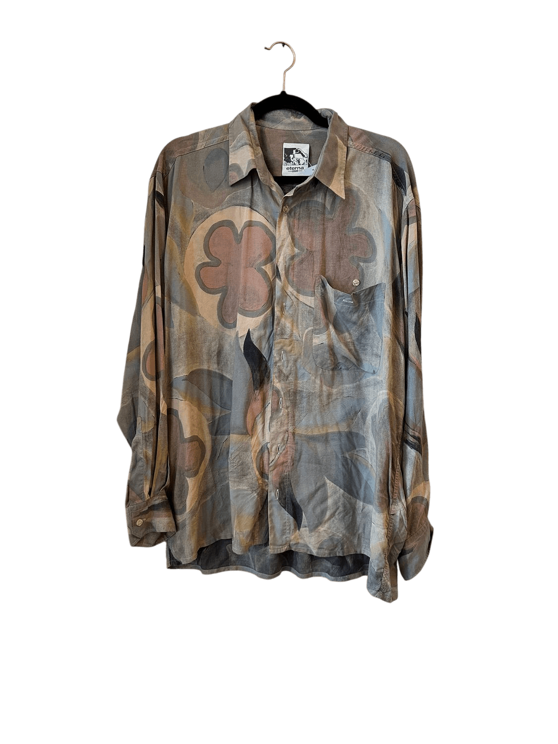 Vintage Eterna Hemd 90er Jahre - Abstraktes Blumenmuster 3